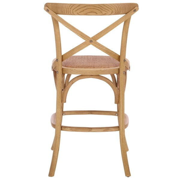 Franklin Oak Counter Stool in Weathered Oak with Rattan Seat