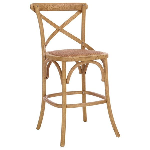 Franklin Oak Counter Stool in Weathered Oak with Rattan Seat