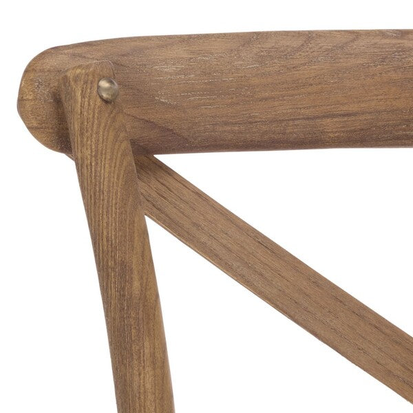 Franklin Oak Counter Stool in Weathered Grey with Rattan Seat