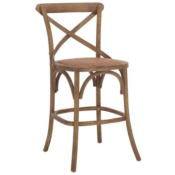 Franklin Oak Counter Stool in Weathered Grey with Rattan Seat