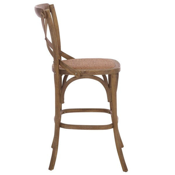 Franklin Oak Counter Stool in Weathered Grey with Rattan Seat