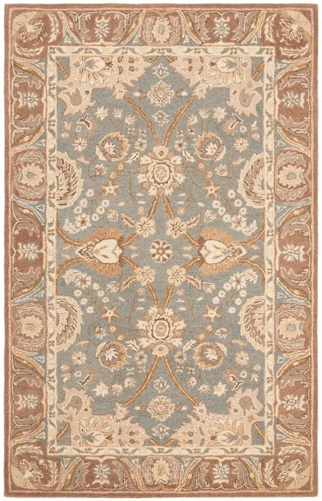 Anatolia Wool Pile Rug in Teal and Camel