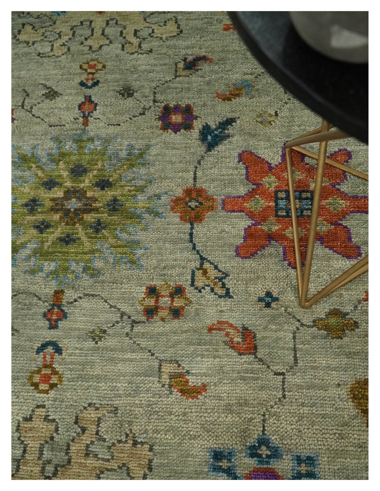 Vintage Style Vibrant Colorful Beige, Blue and Rust Hand Knotted Traditional Oushak Multi Size wool Area Rug