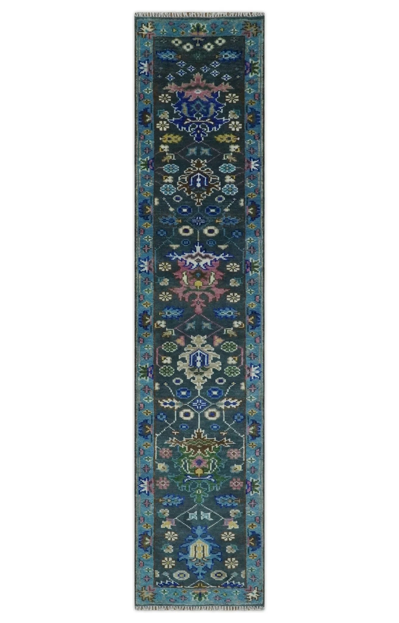 Antique Hand Knotted Green, Moss, and Blue Traditional Turkish Vintage Oushak Custom Made Wool Area Rug