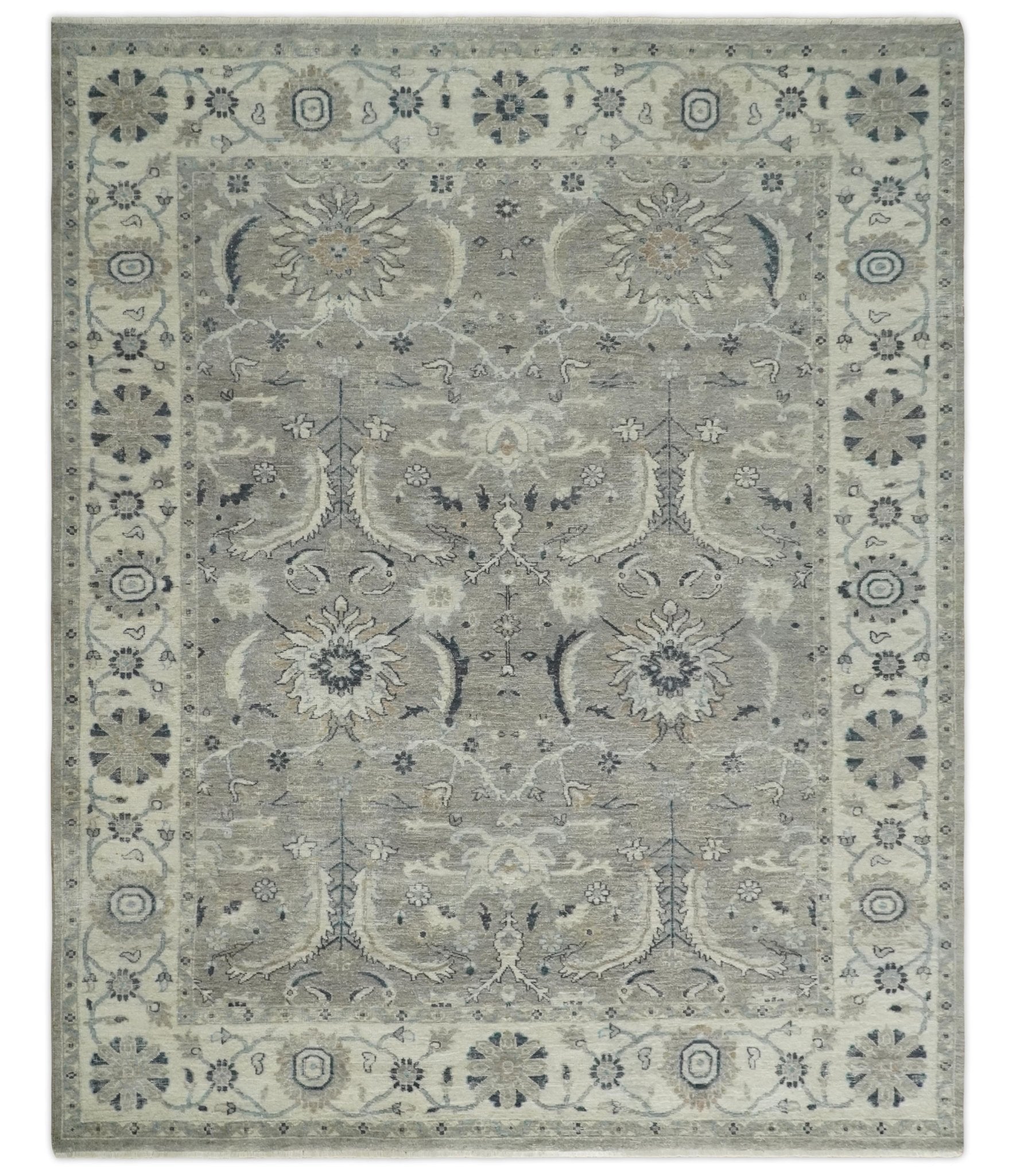 Antique Distressed Brown and Beige 5x8, 6x9, 8x10 and 9x12 Hand Knotted Traditional Persian Vintaage Wool Rug | TRD2360 - The Rug Decor
