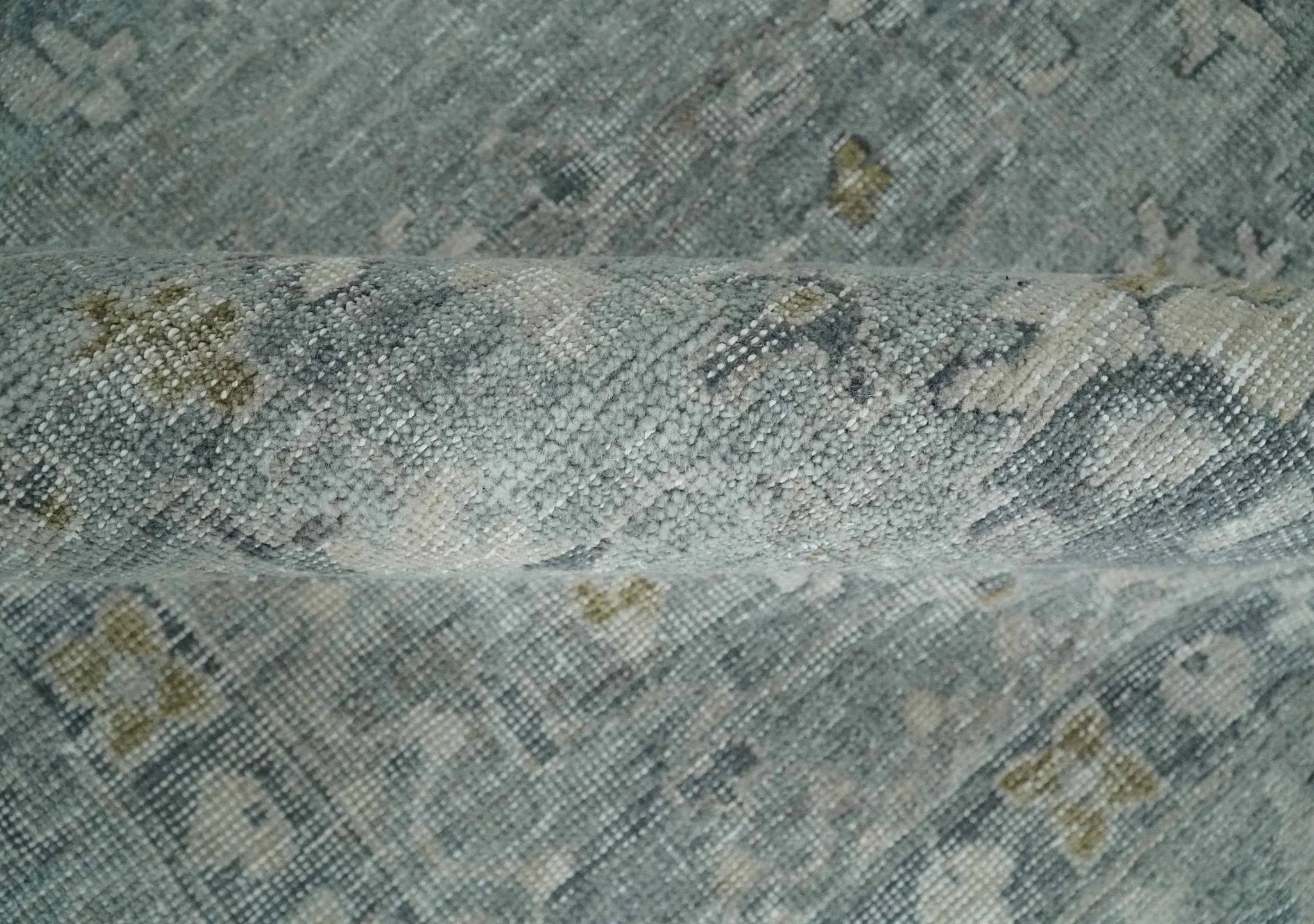Antique Distressed Look Gray and Silver Low Pile Multi Size Oushak wool Area Rug - The Mayfair Hall