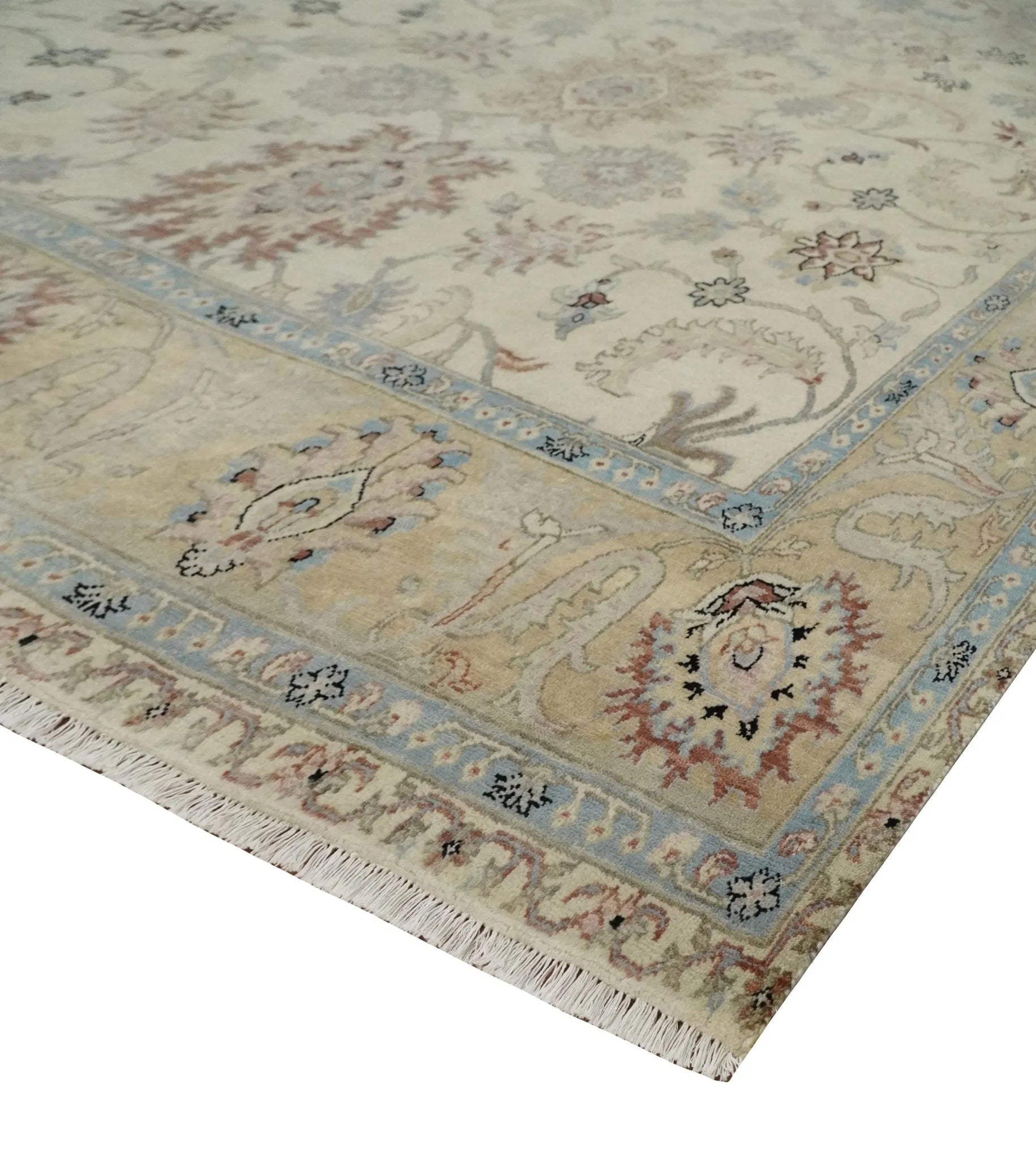 Antique Fine 8x10 Hand Knotted Ivory and Beige Traditional Vintage Persian Wool Rug | TRDCP717