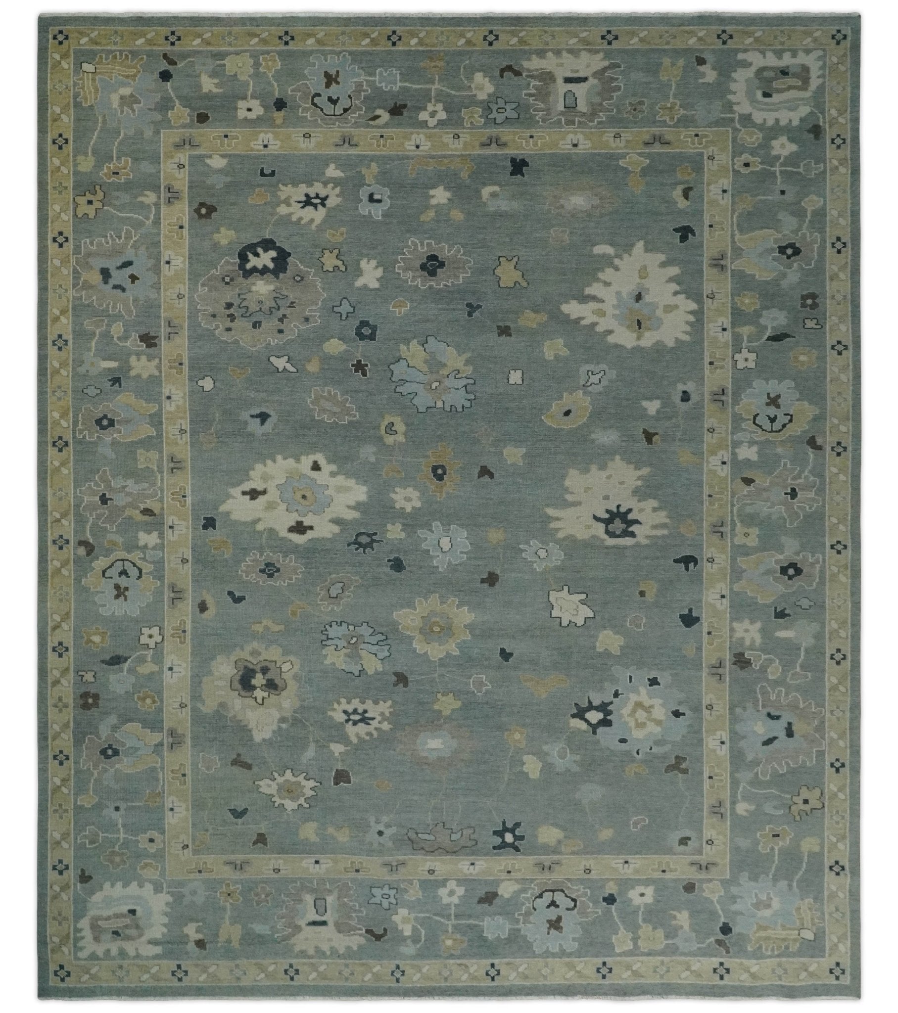 Antique Finish Multi Size Hand Knotted Oushak Silver and Beige Traditional Area Rug - The Rug Decor