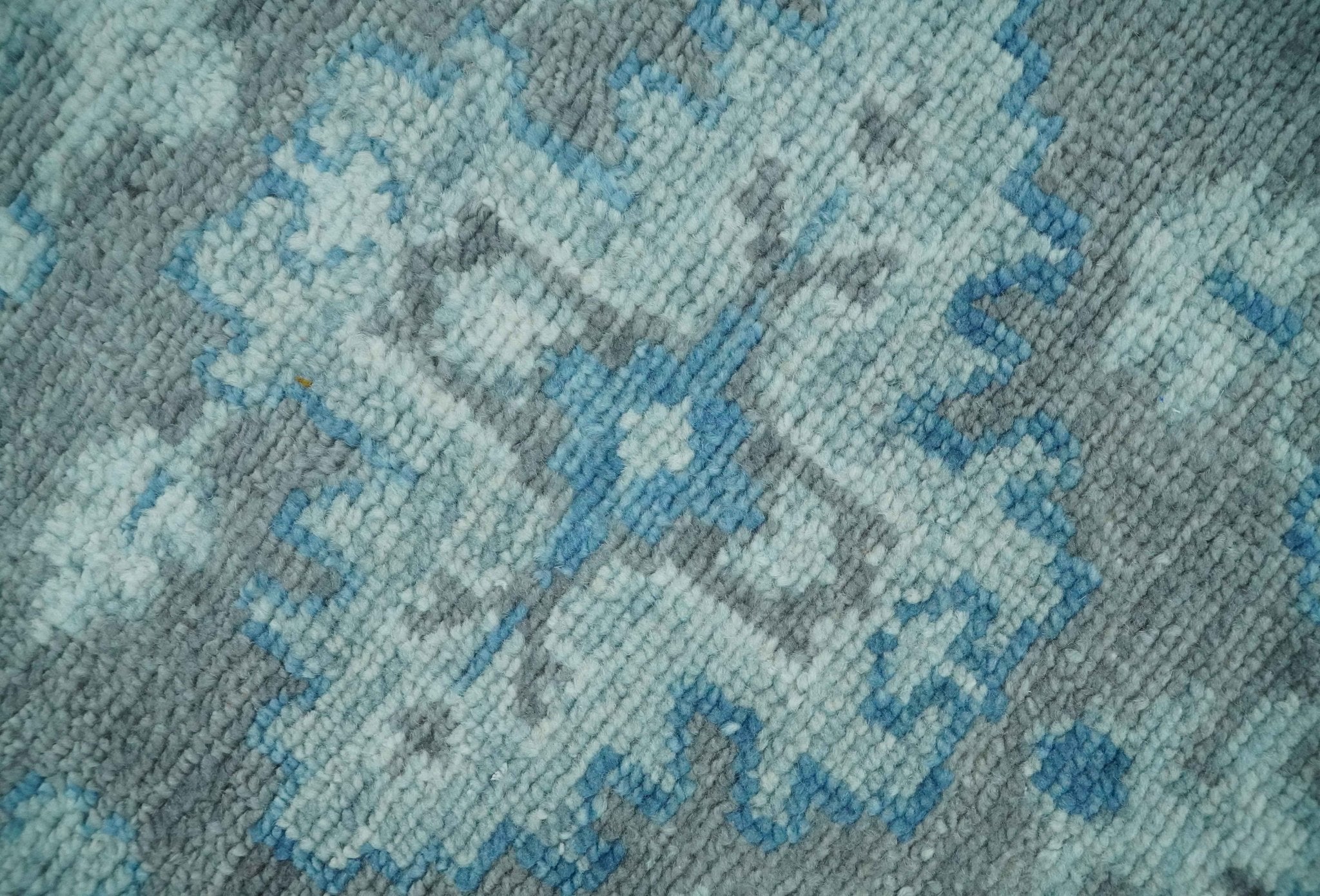 Antique Gray and Blue Hand Knotted 8x10 Oushak Turkish Wool Area Rug | TRD2792 - The Rug Decor