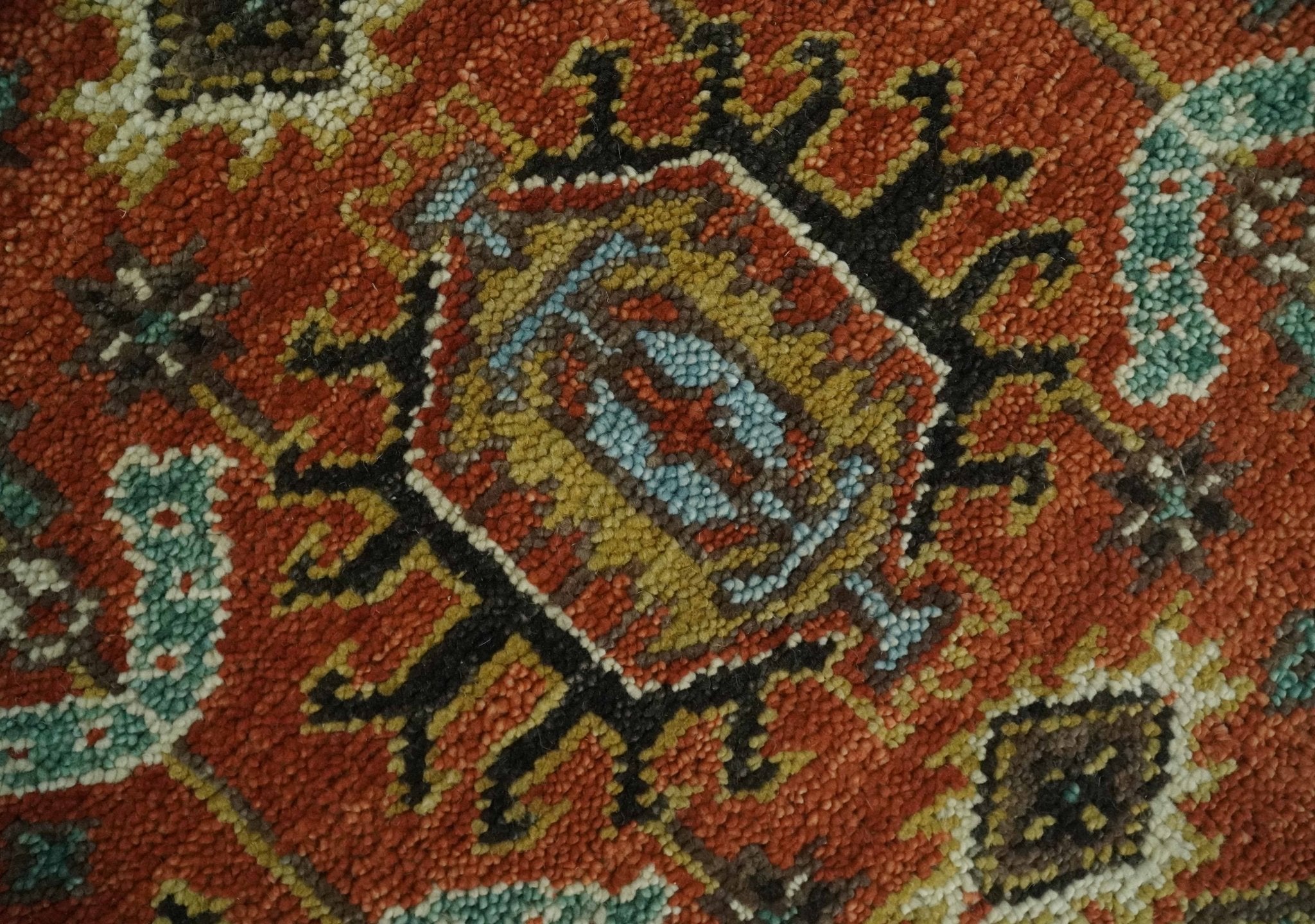 Antique Hand Knotted 5x8, 6x9, 8x10, 9x12, 10x14 and 12x15 Rust and Black Traditional Vintage Persian Oushak Wool Rug | TRDCP946810 - The Rug Decor