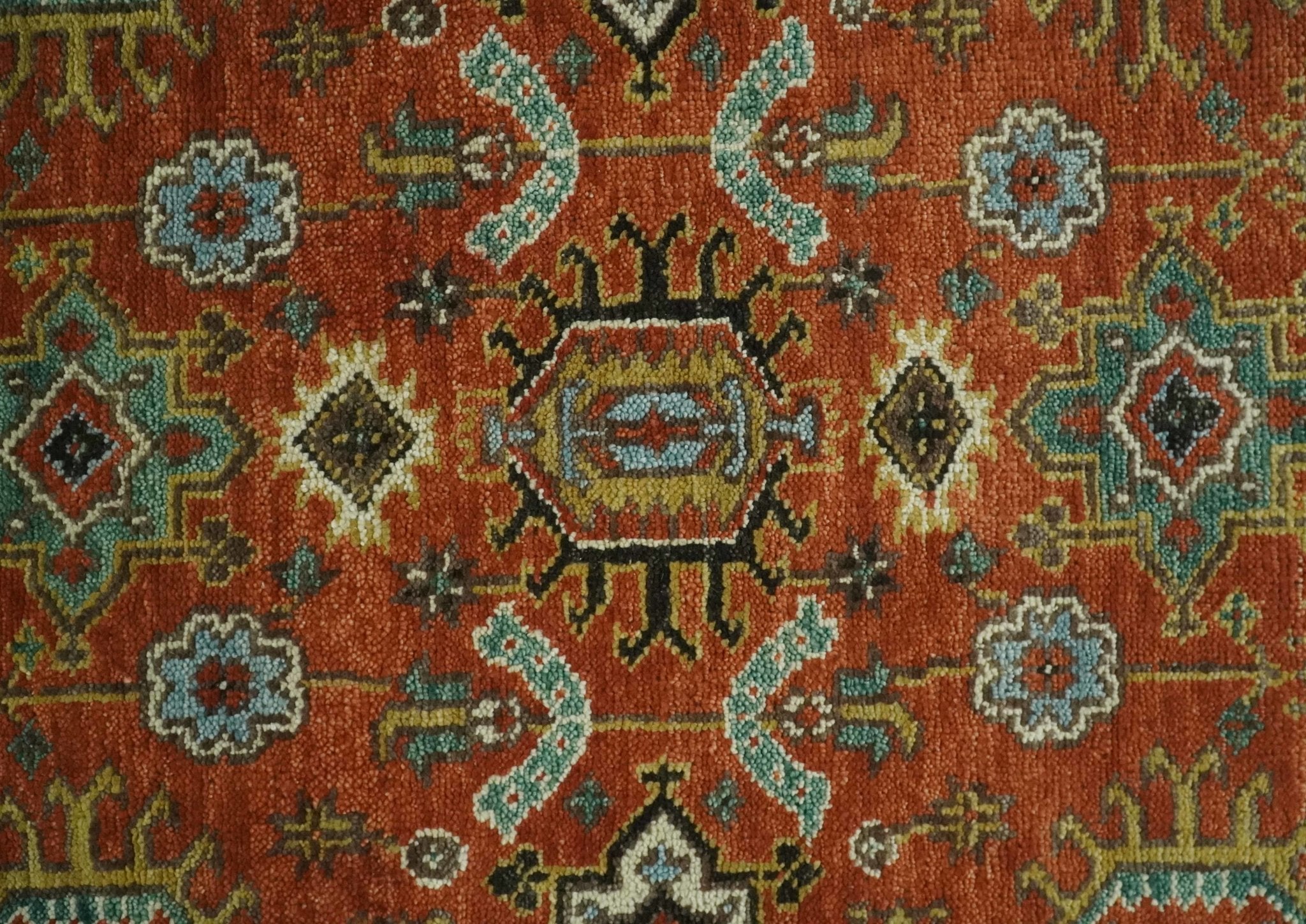 Antique Hand Knotted 5x8, 6x9, 8x10, 9x12, 10x14 and 12x15 Rust and Black Traditional Vintage Persian Oushak Wool Rug | TRDCP946810 - The Rug Decor