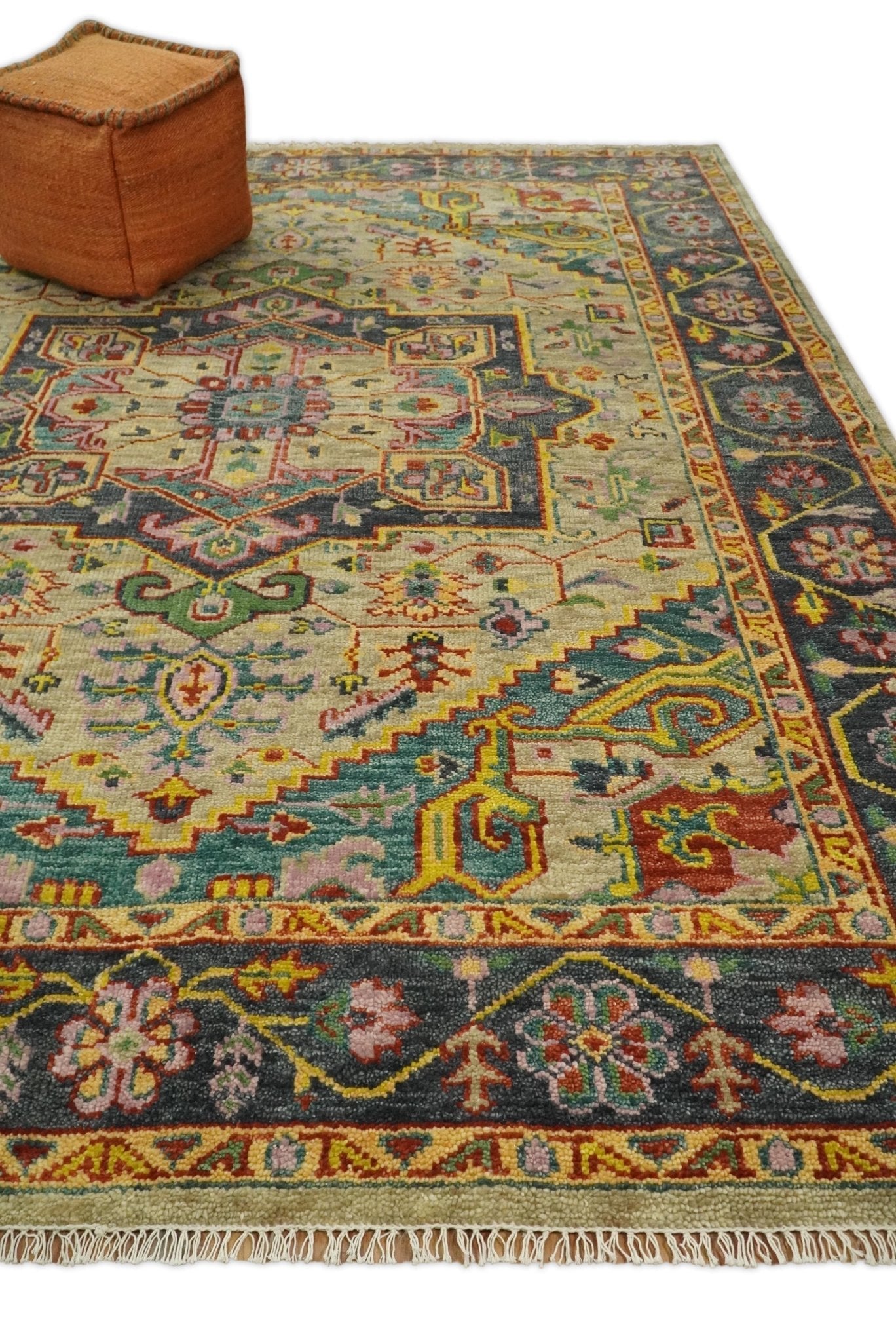Antique Moss 5x8, 6x9, 8x10, 9x12, 10x14 and 12x15 Green and Pink Traditional Persian Wool Area Rug | TRDCP702 - The Rug Decor
