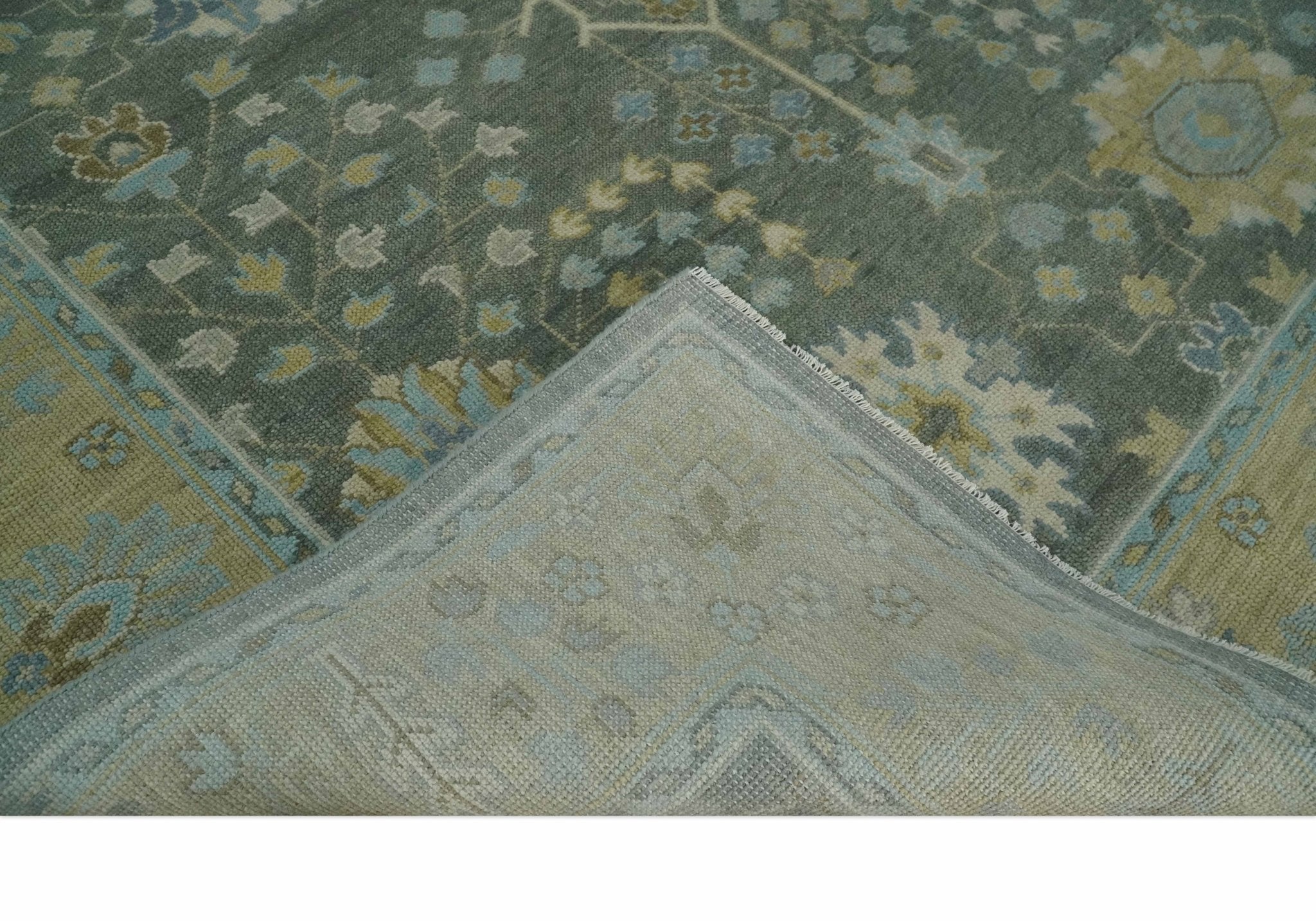 Antique Hand Knotted Gray and Beige Traditional Floral Vintage Wool Rug