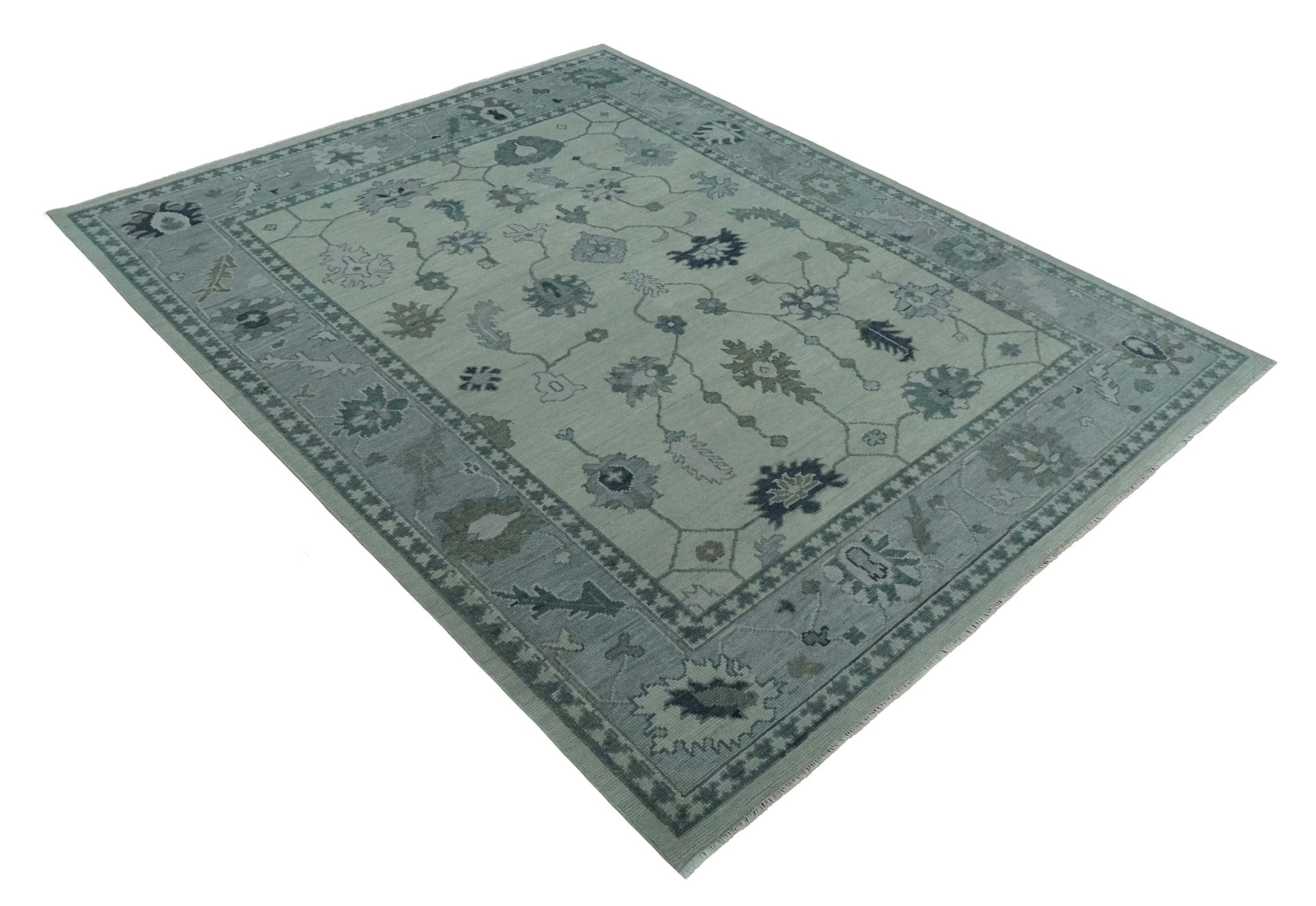 Antique multi size 6x9, 8x10, 9x12 Hand Knotted Oushak Beige and Silver Traditional Persian Area Rug | NT29 - The Rug Decor