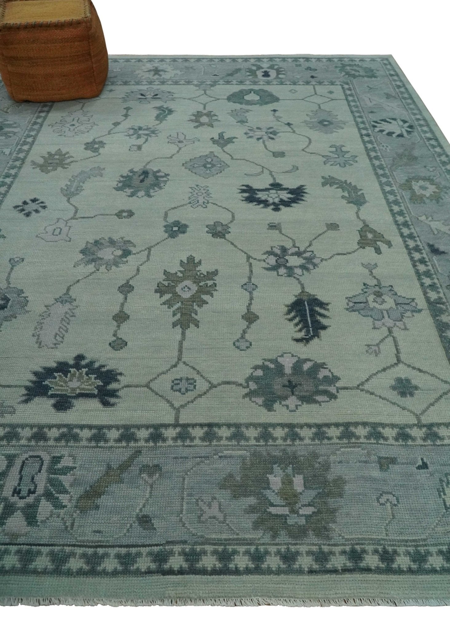 Antique multi size 6x9, 8x10, 9x12 Hand Knotted Oushak Beige and Silver Traditional Persian Area Rug | NT29 - The Rug Decor