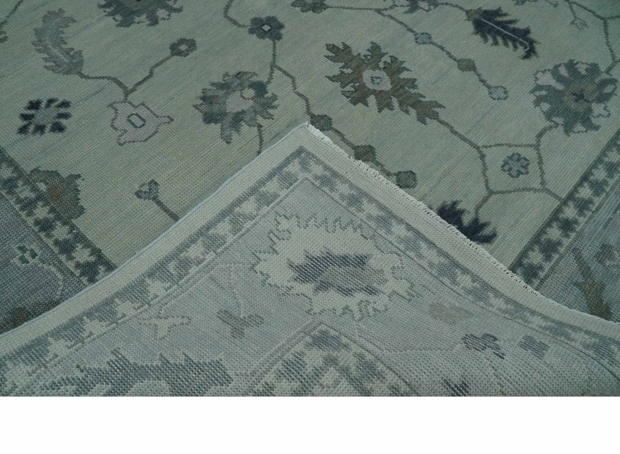 Antique multi size 6x9, 8x10, 9x12 Hand Knotted Oushak Beige and Silver Traditional Persian Area Rug | NT29 - The Rug Decor