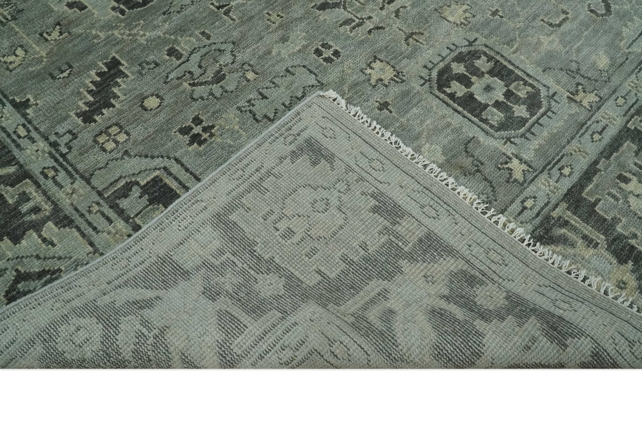 Antique Oushak Hand Knotted 5x8, 6x9, 8x10, 9x12, 10x14 and 12x15 Silver and Charcoal Traditional Persian Wool Rug | TRDCP882912 - The Rug Decor