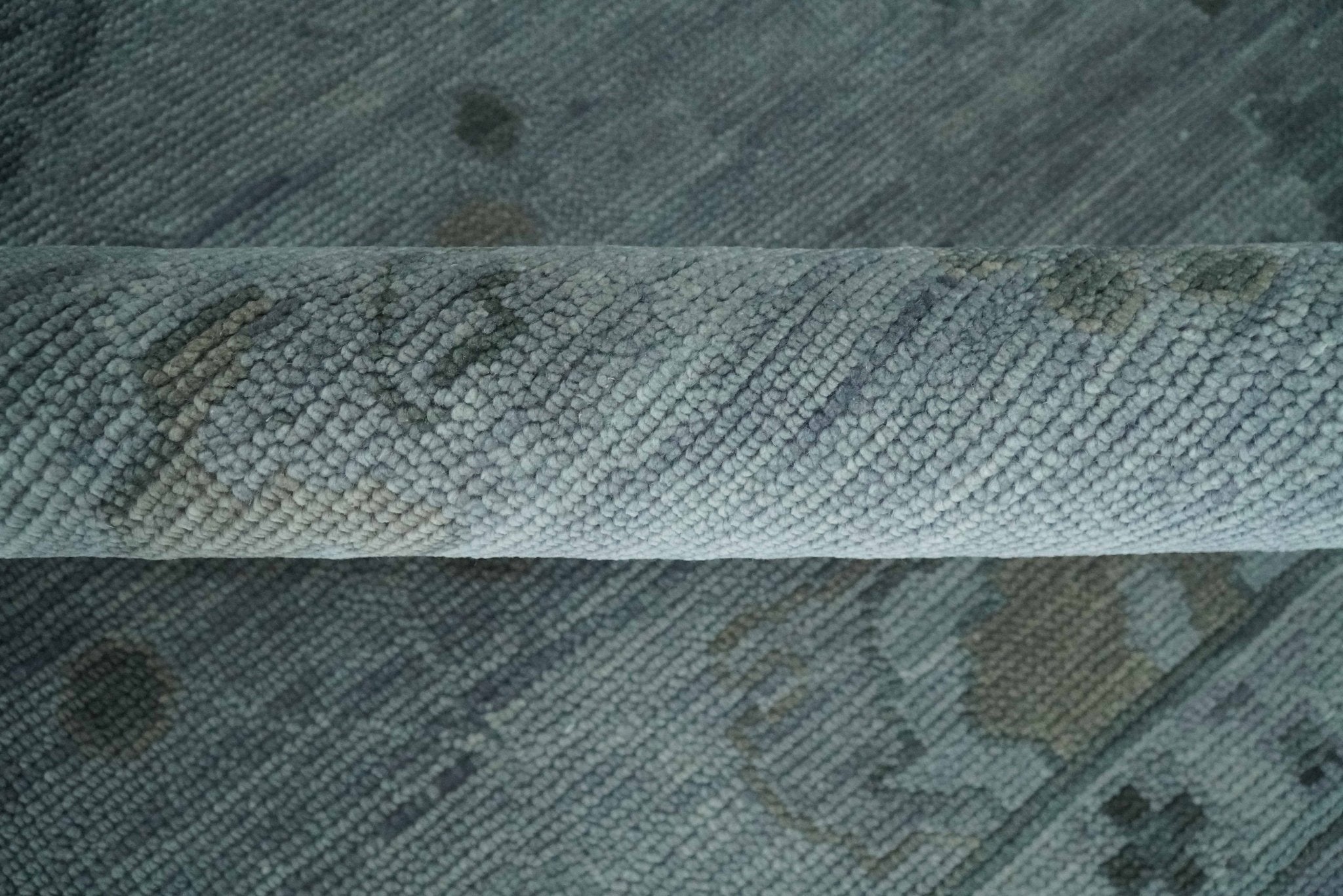 Antique style Blue and Silver Hand Knotted Multi Size Oushak Wool Area Rug - The Rug Decor