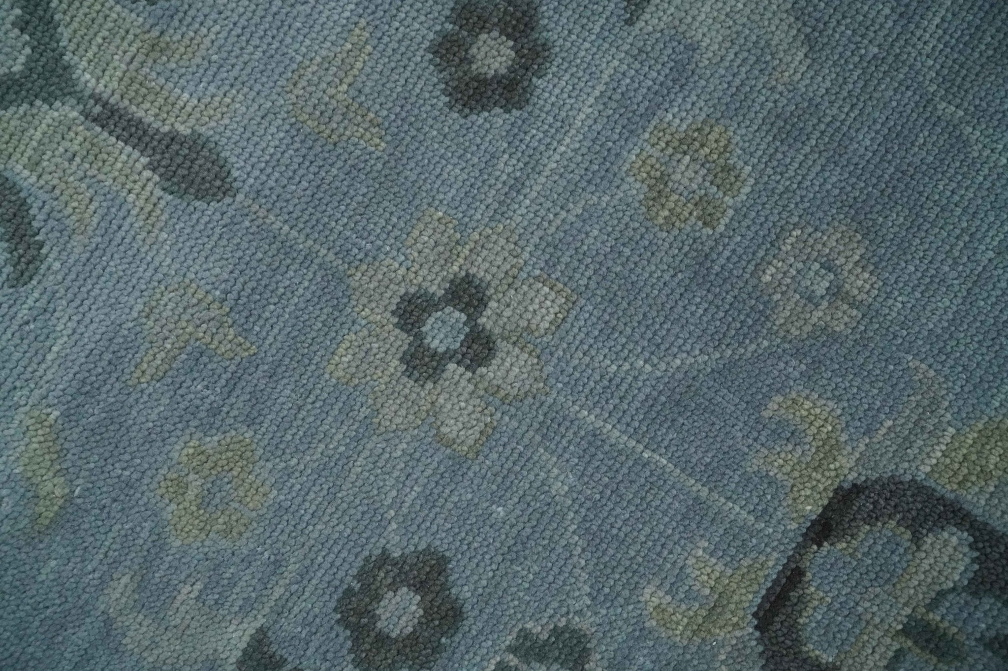 Antique style Blue, Silver and Charcoal Hand Knotted Oushak Wool Area Rug - The Rug Decor