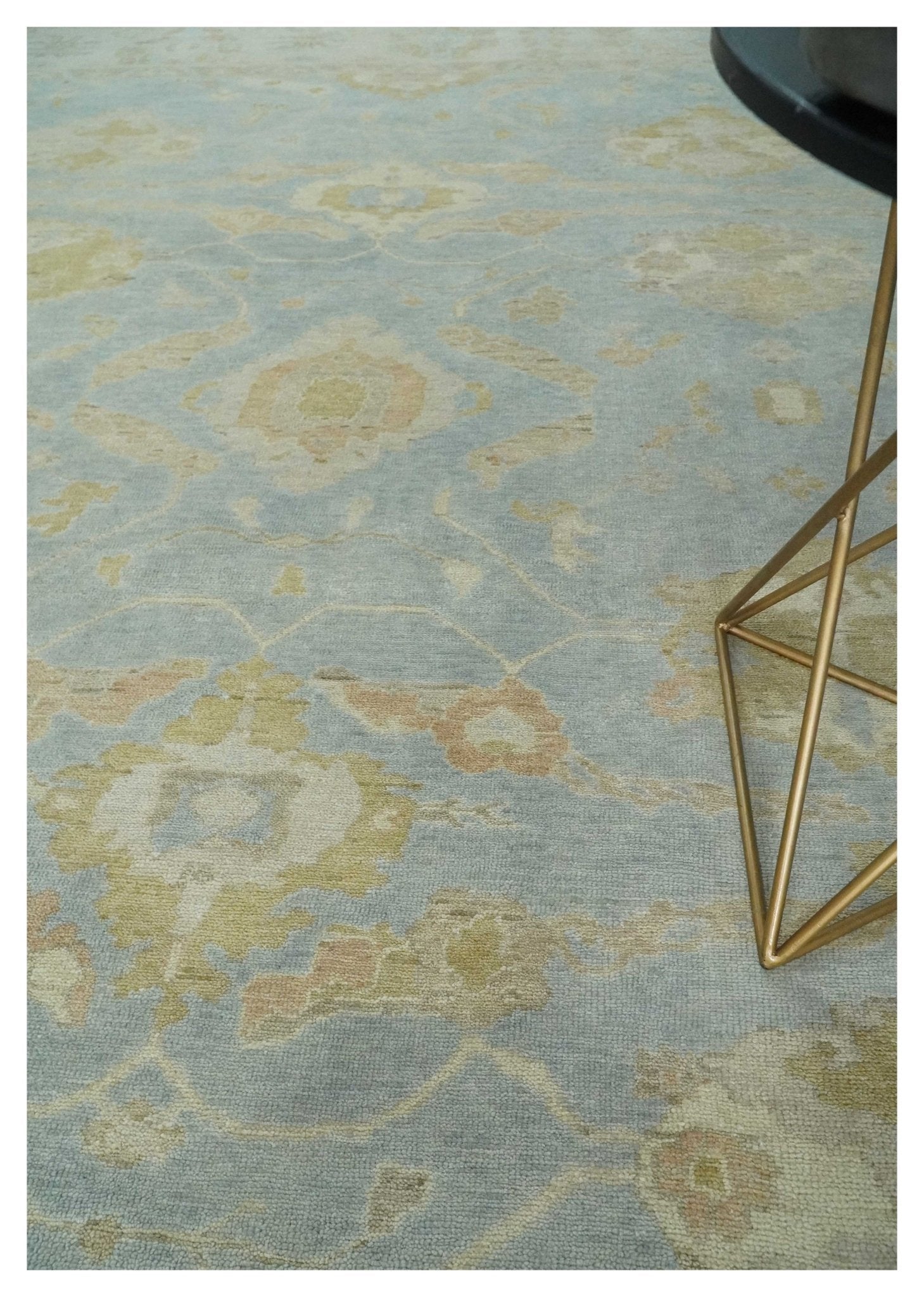 Antique style Gray, Beige and Olive 9x12 Hand knotted Oushak wool Area Rug