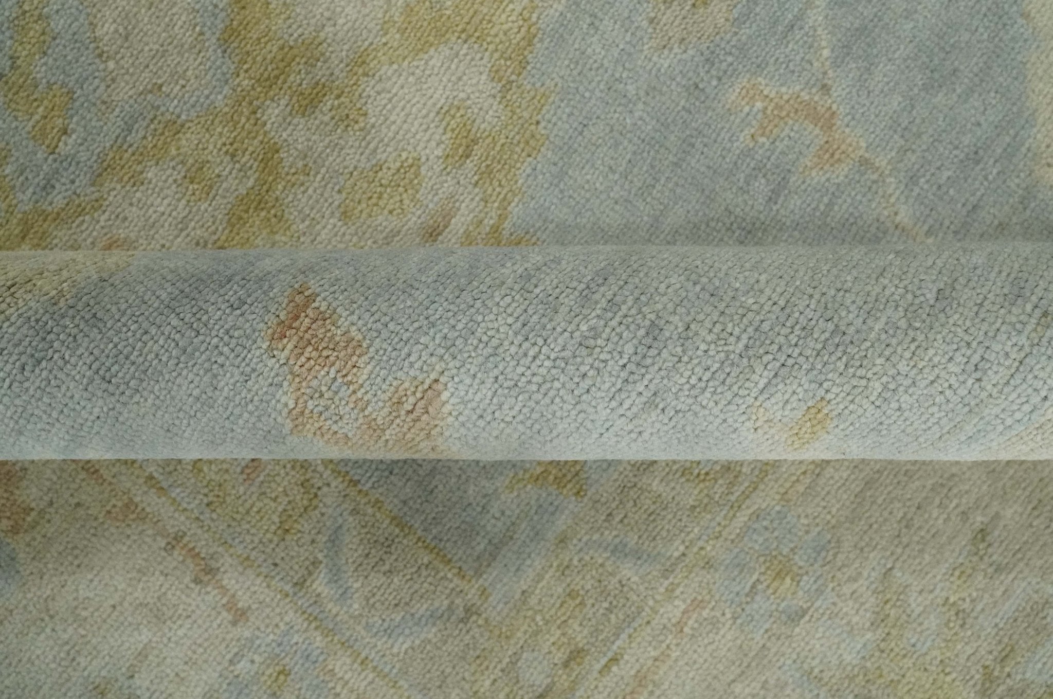 Antique style Gray, Beige and Olive 9x12 Hand knotted Oushak wool Area Rug