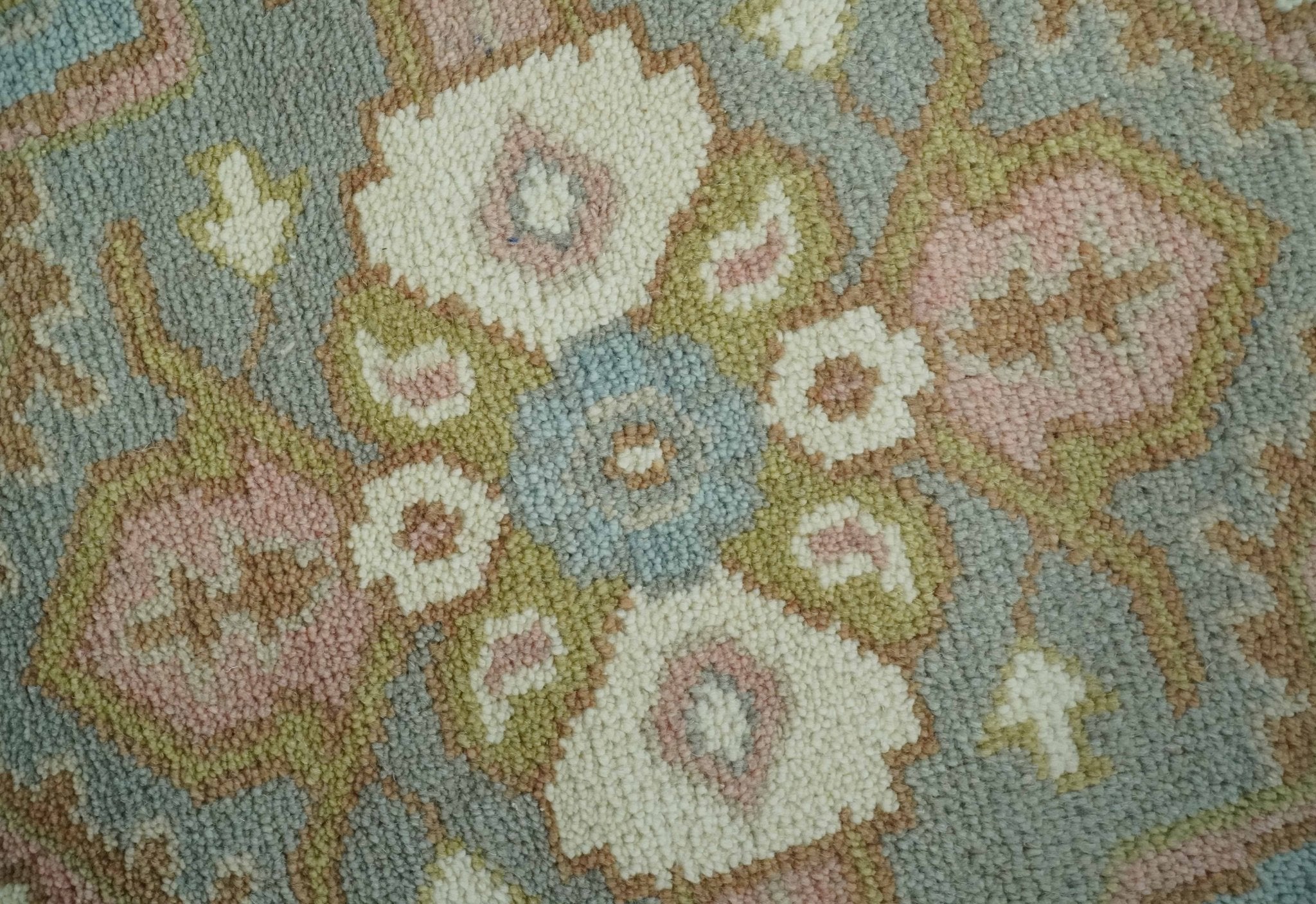 Antique Style Traditional Heriz Gray, Ivory, Peach and Olive Hand Knotted Multi Size wool Area Rug - The Rug Decor