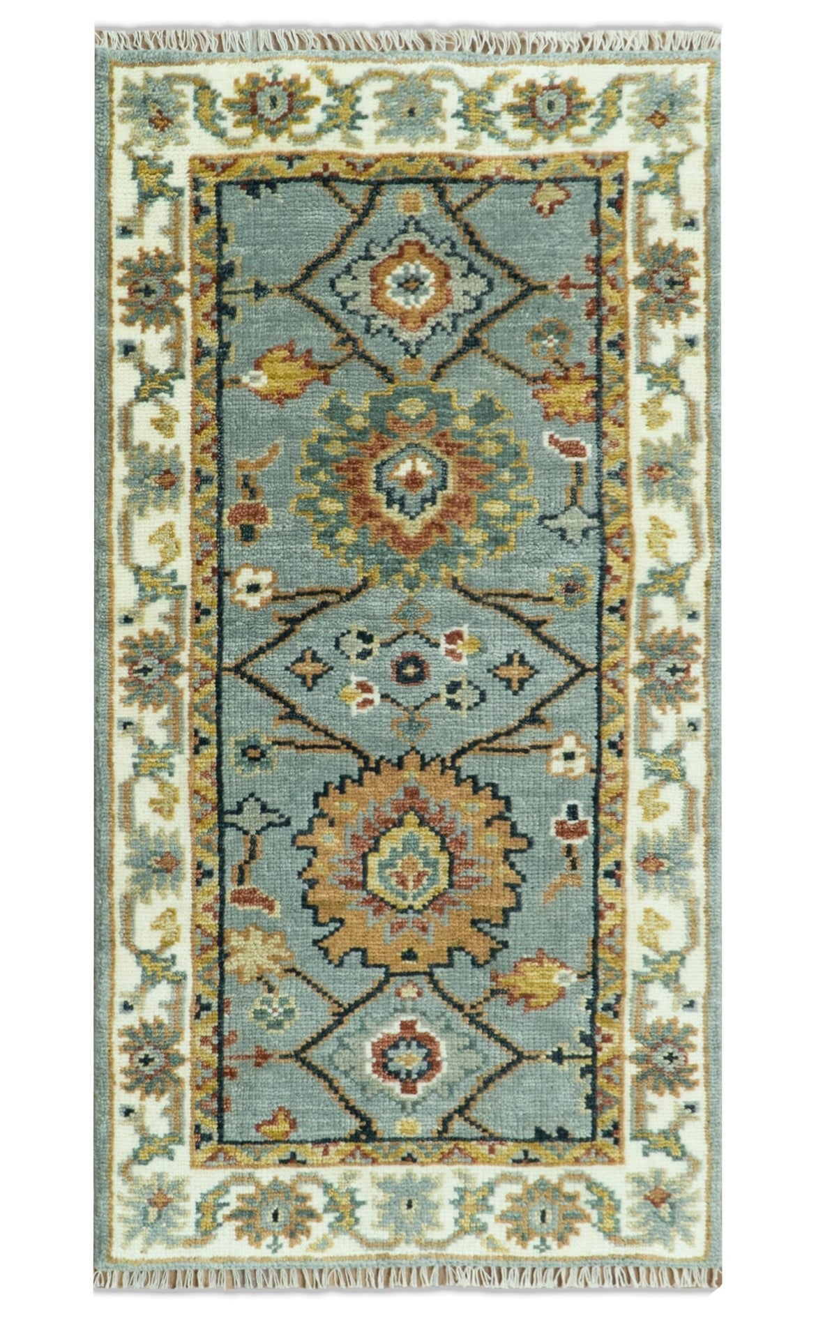 Antique Traditional Gray and Ivory Vintage Style Custom Made wool Area Rug - The Rug Decor