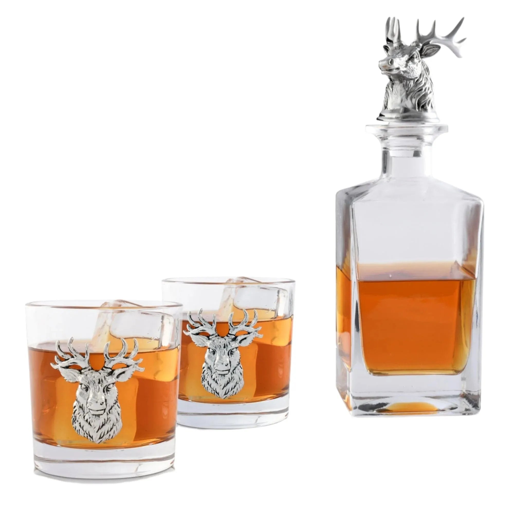 Elk / Deer Bust Decanter Set with Glasses