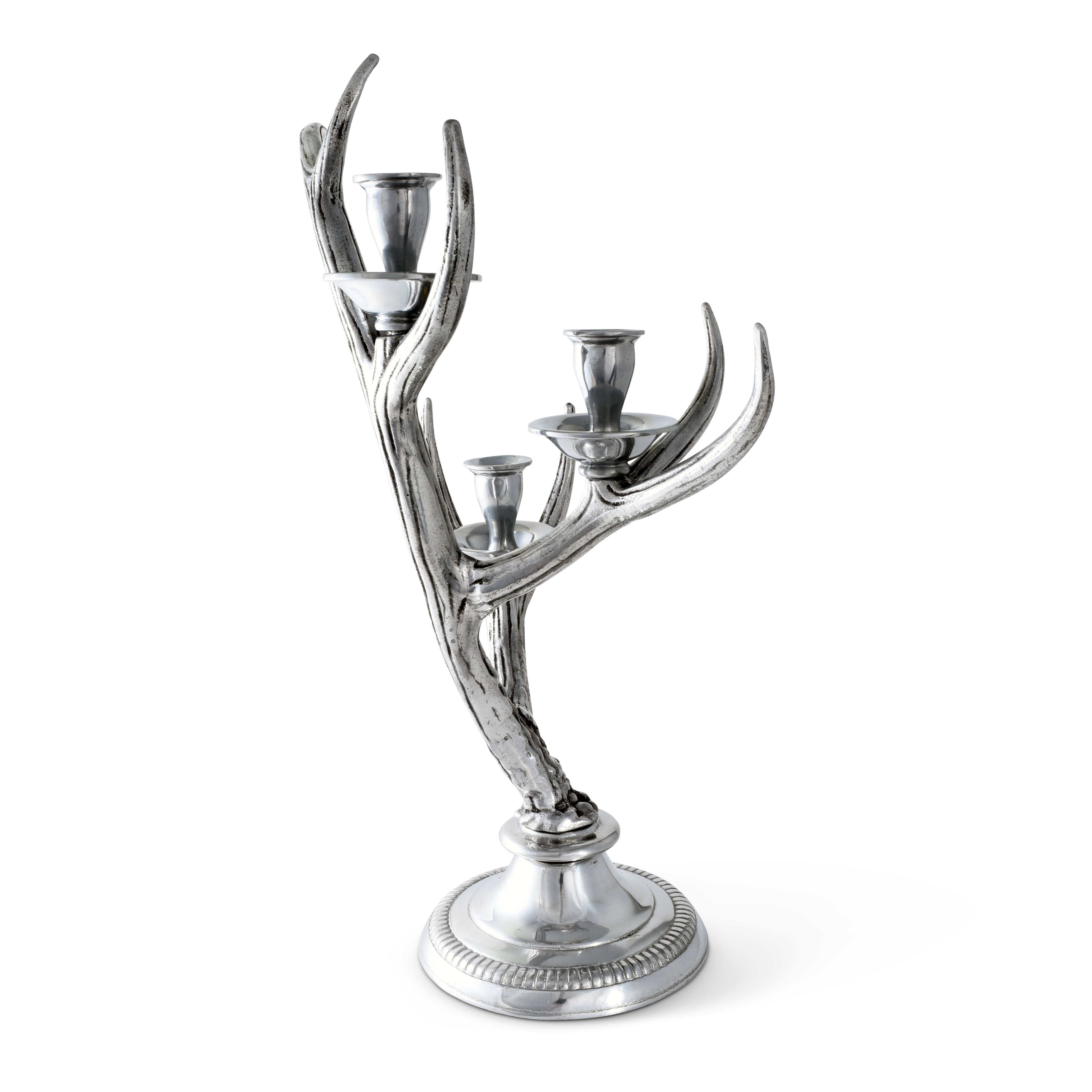 Three-Light Metal Antler Candlestick
