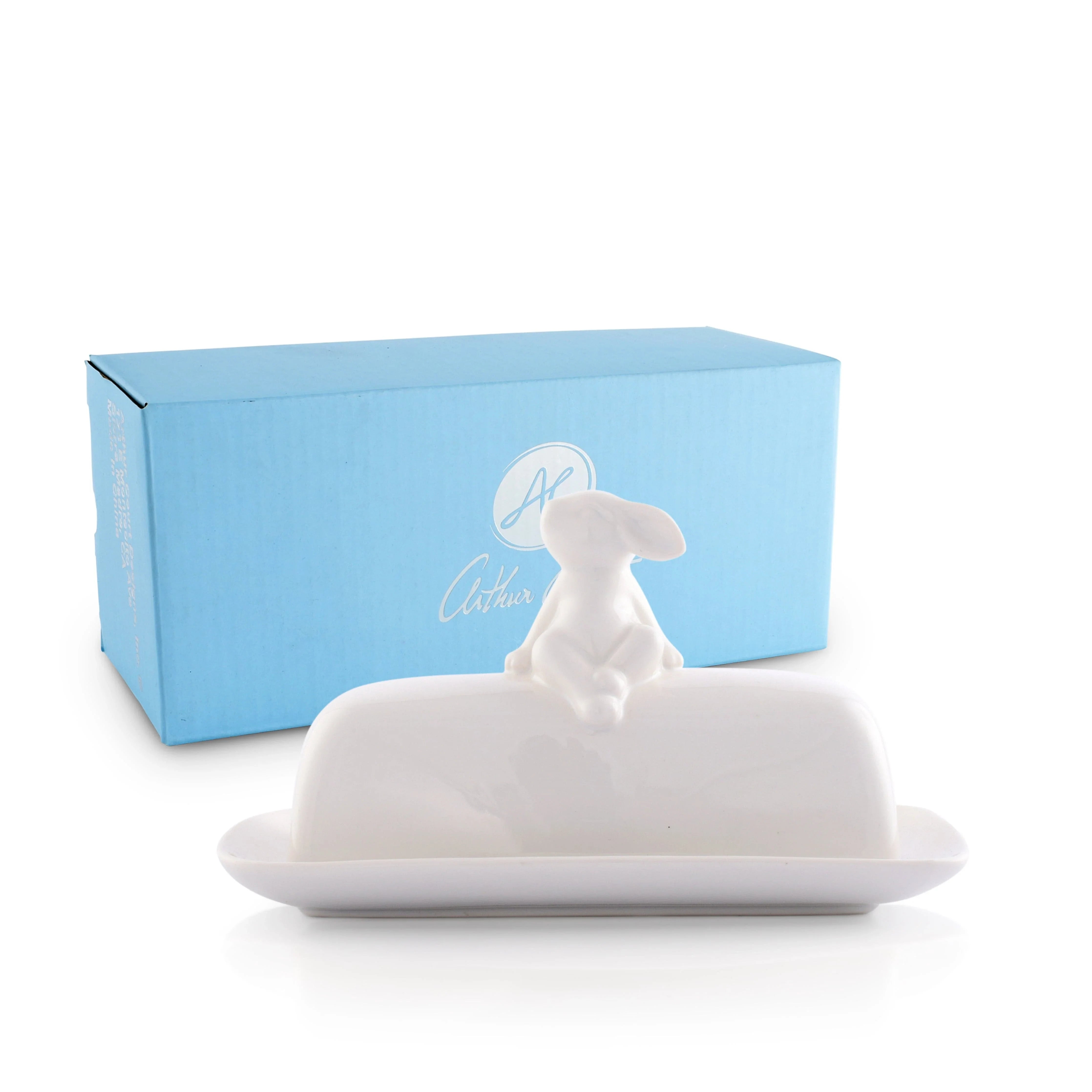 Porcelain Sitting Bunny Butter Dish