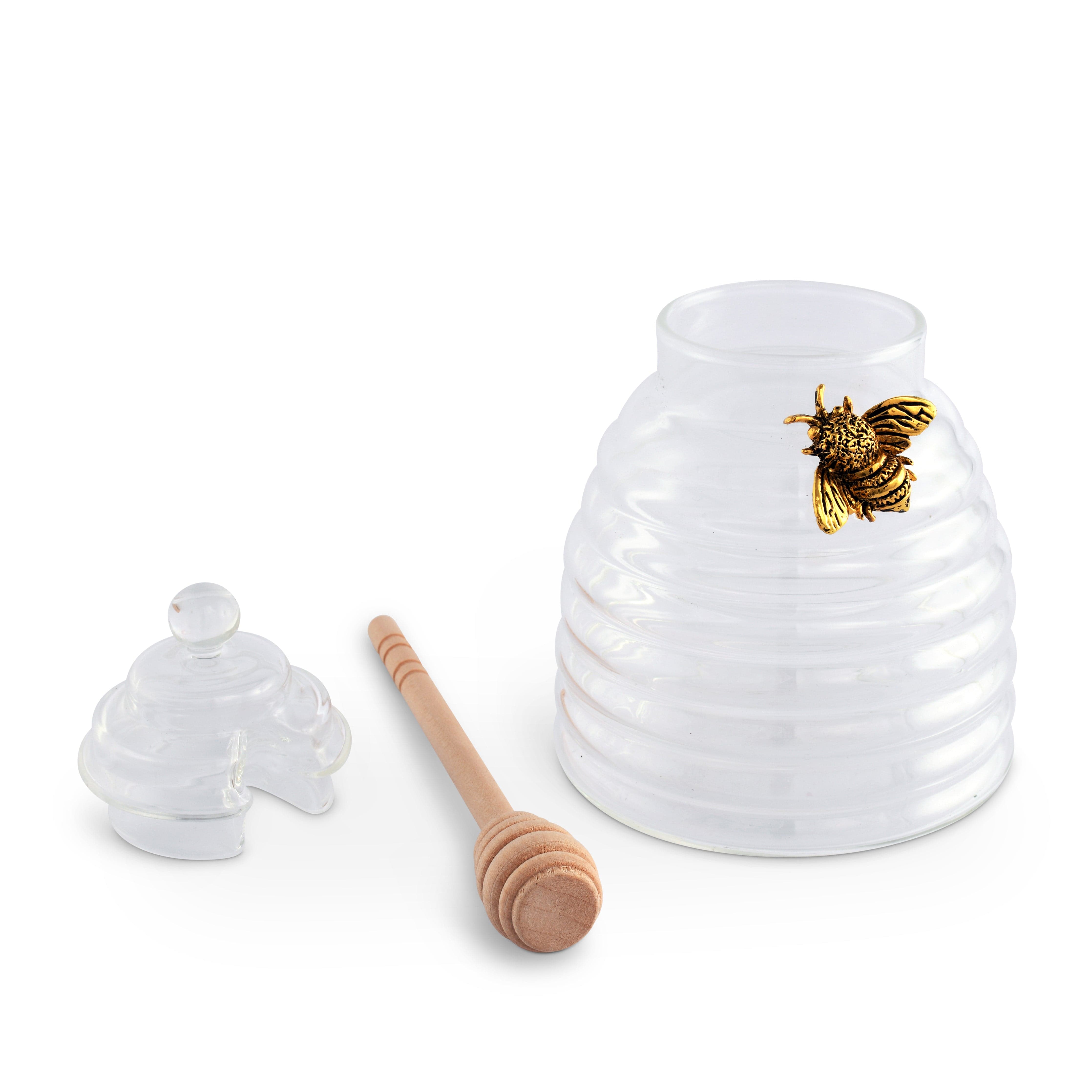 Gold Bee Honey Jar with Dipper