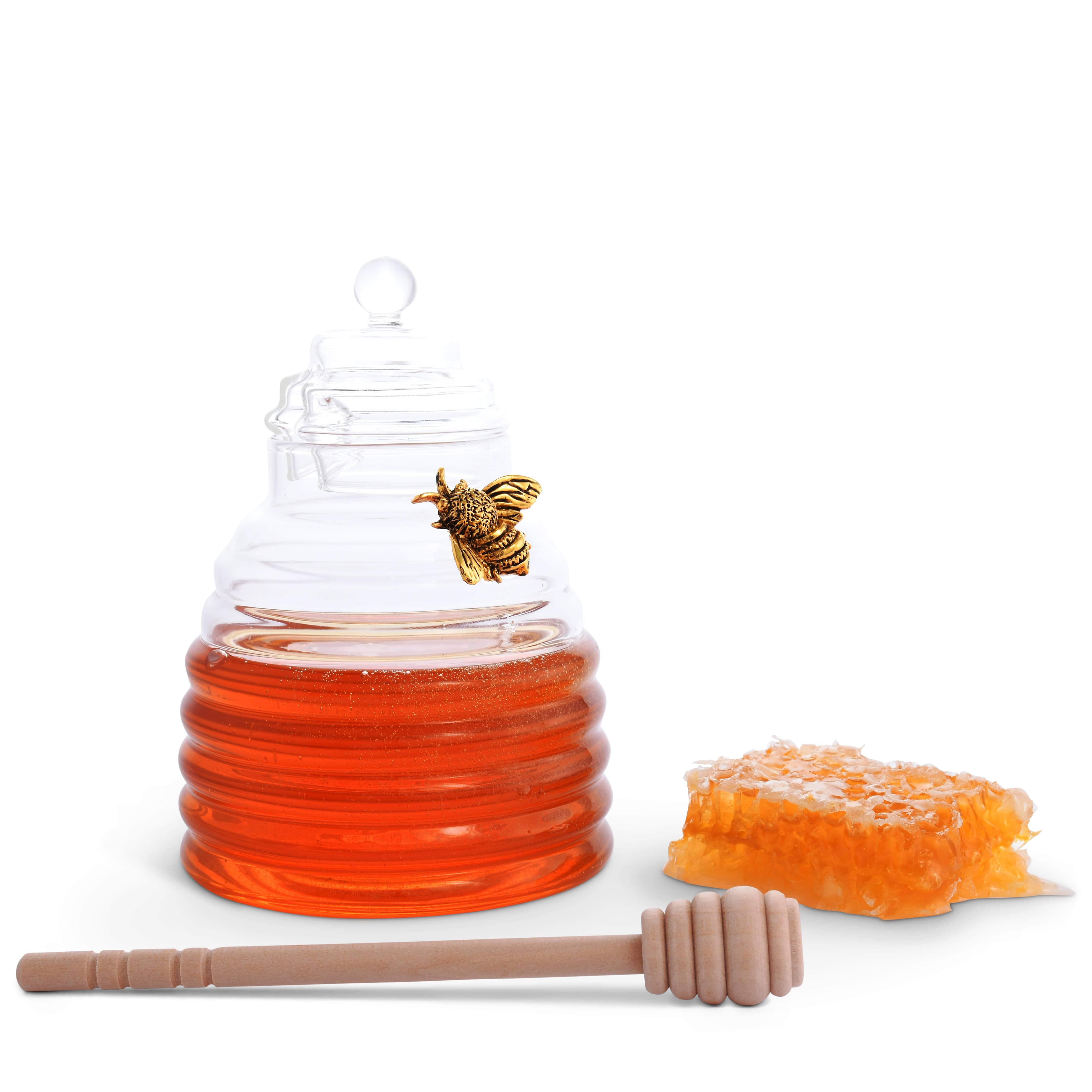 Gold Bee Honey Jar with Dipper