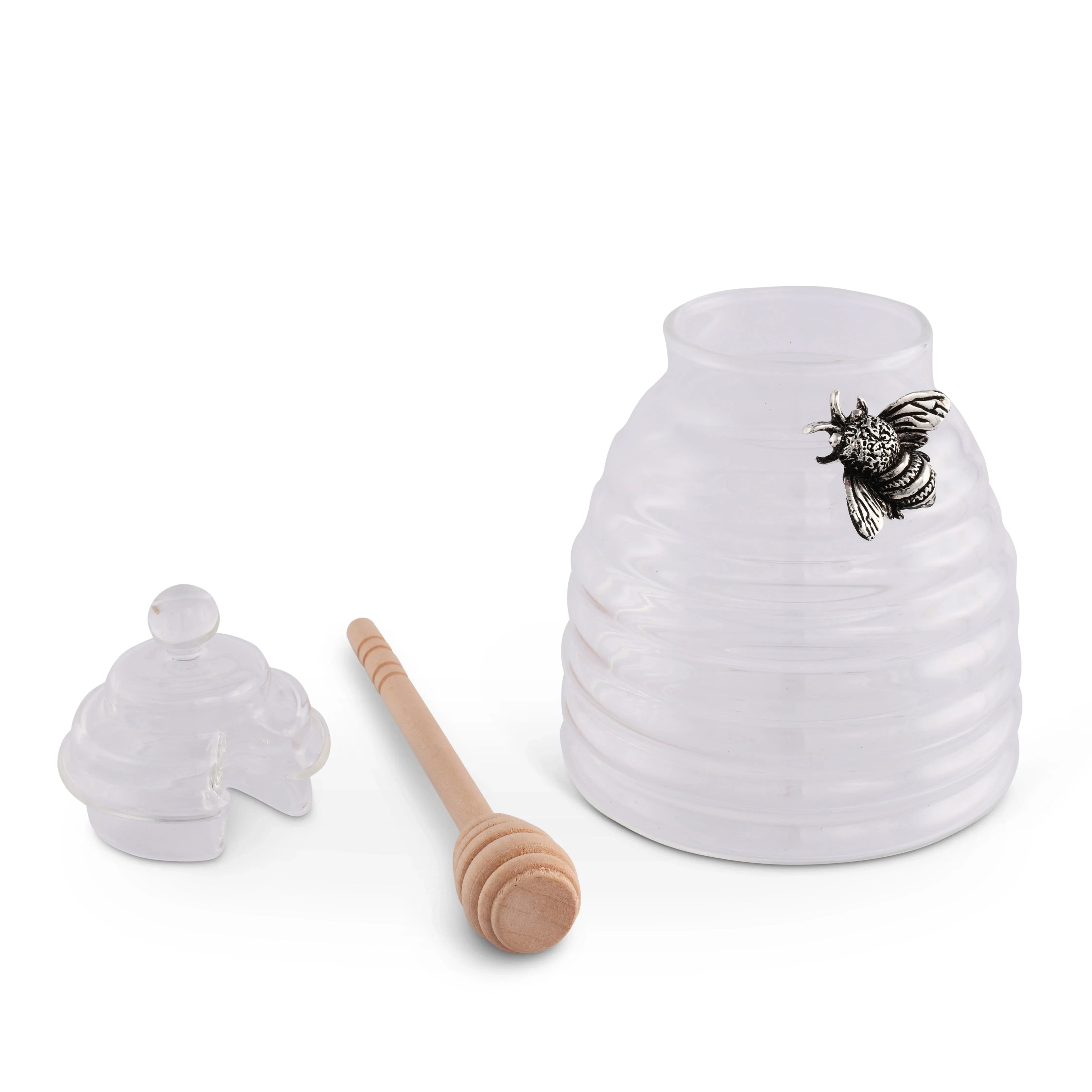 Silver Bee Honey Jar Pot with Dipper - Thumbnail 5
