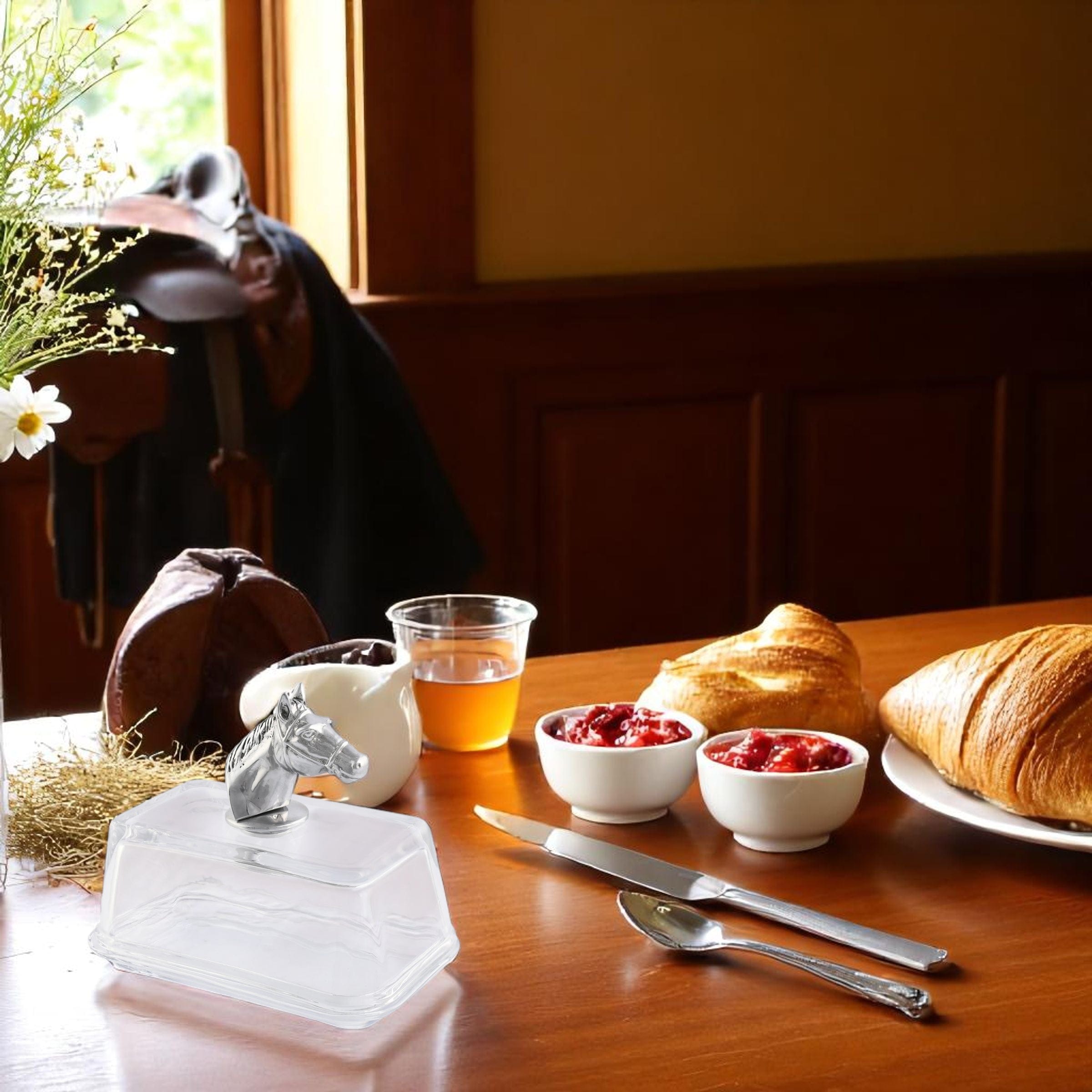 Glass Butter Dish - Horse Head