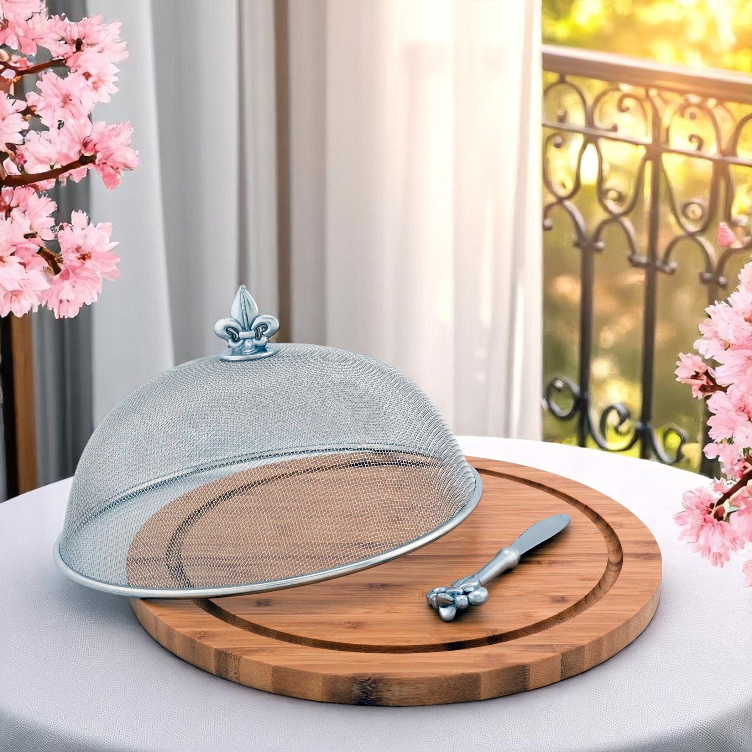 Fleur de Lis 3 Piece Picnic Cheese Board /Spreader