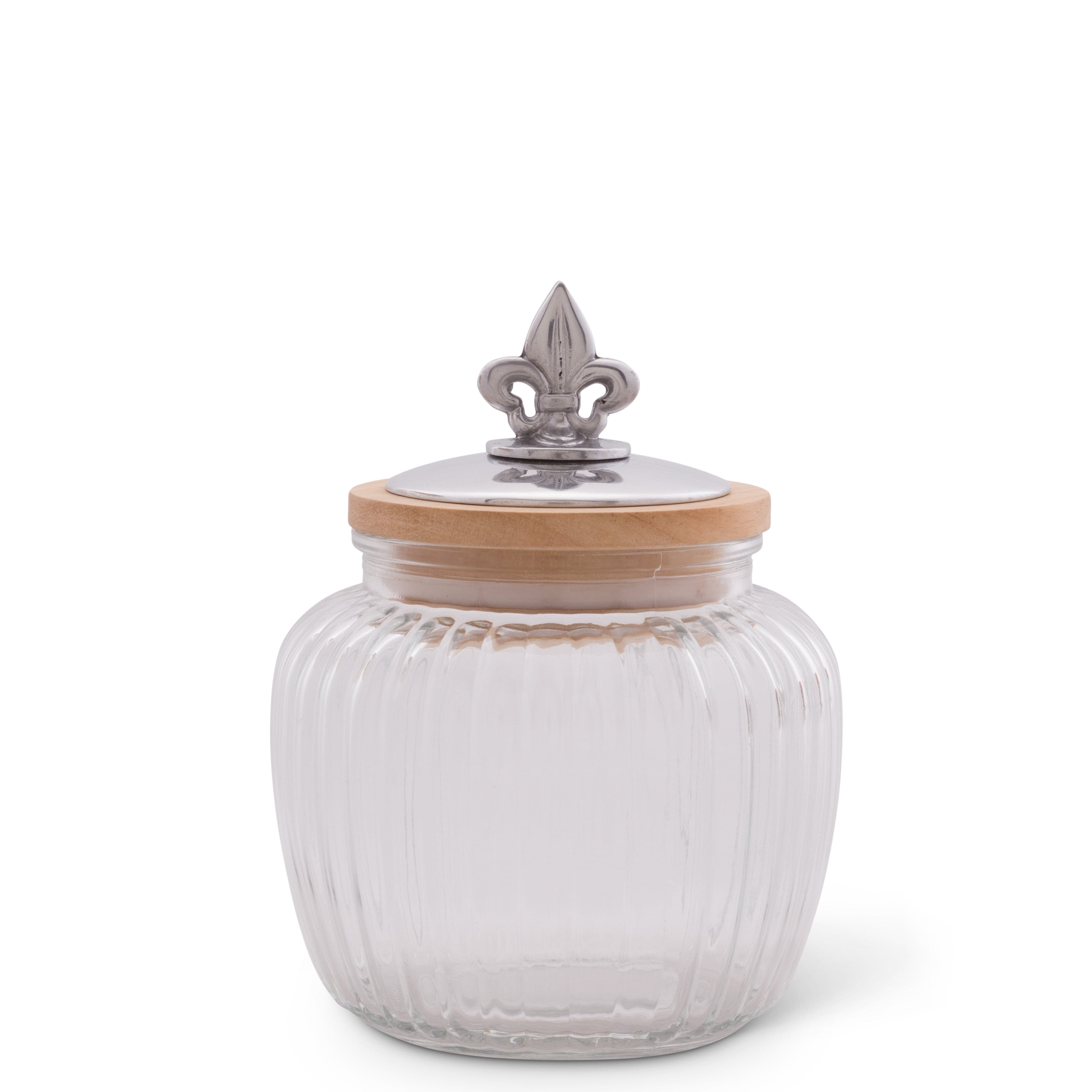 Fleur De Lis Knob Glass Canisters