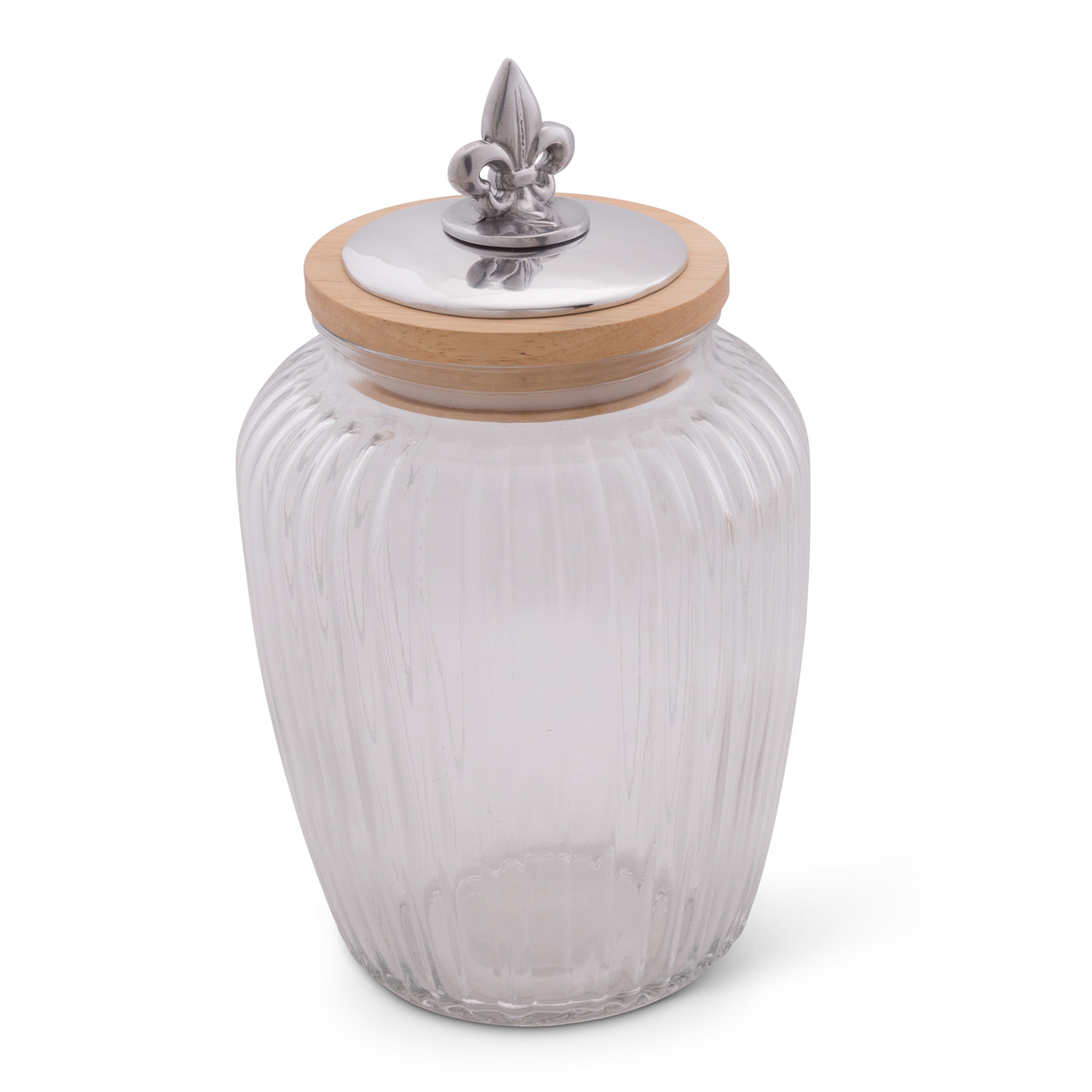 Fleur De Lis Knob Glass Canisters