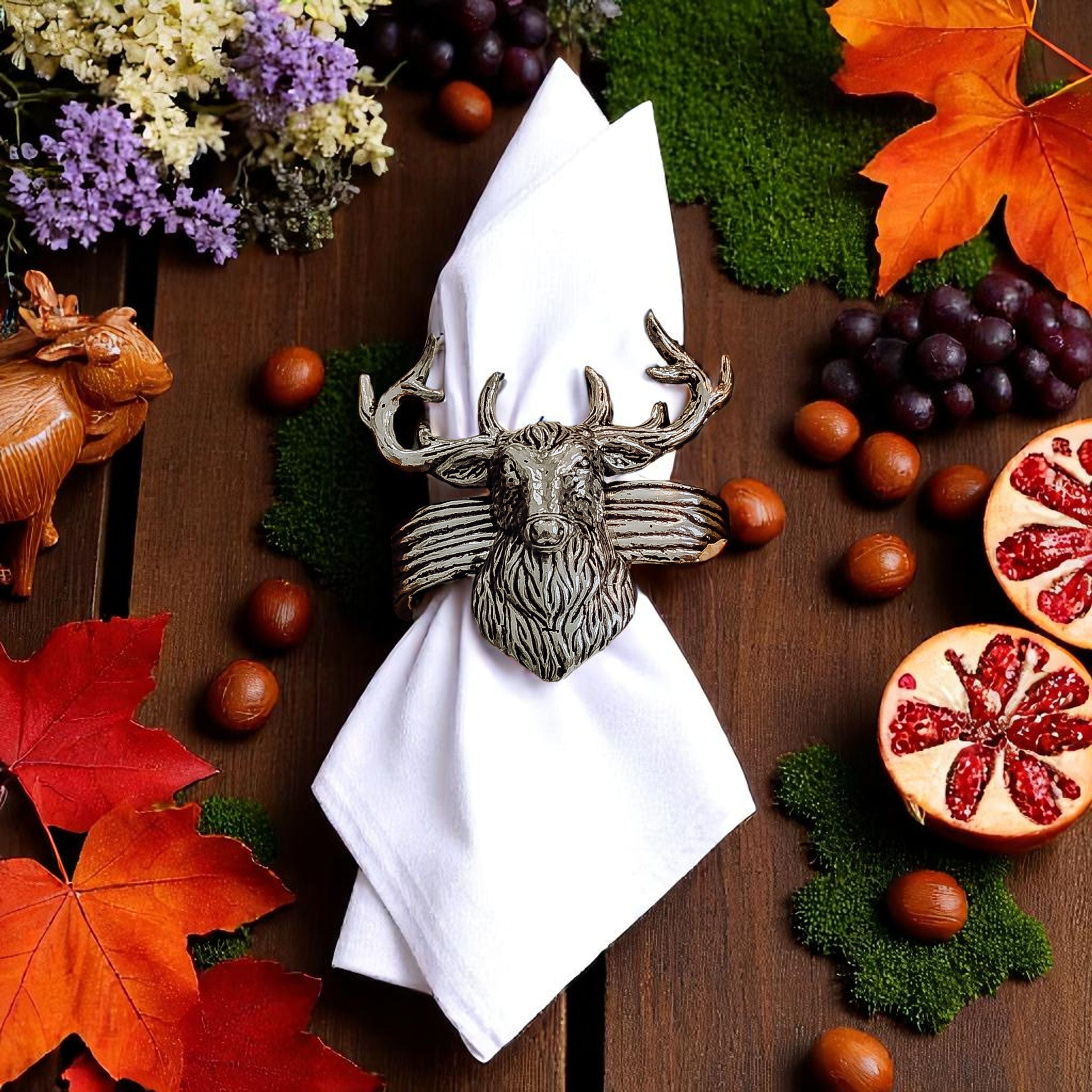 Elk Head Napkin Rings  - Set of 4