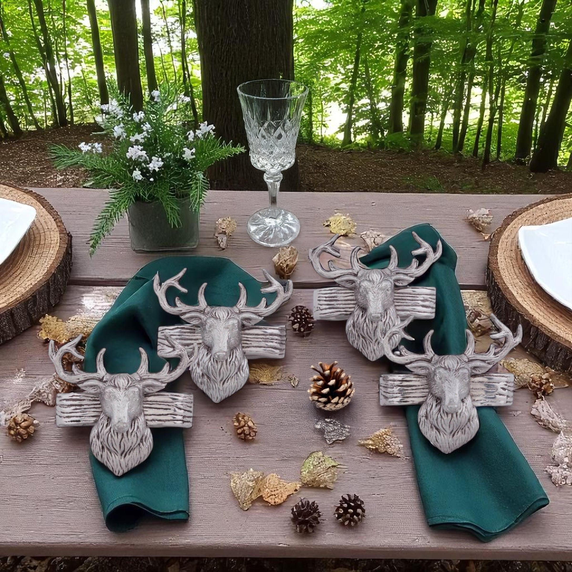 Elk Head Napkin Rings  - Set of 4