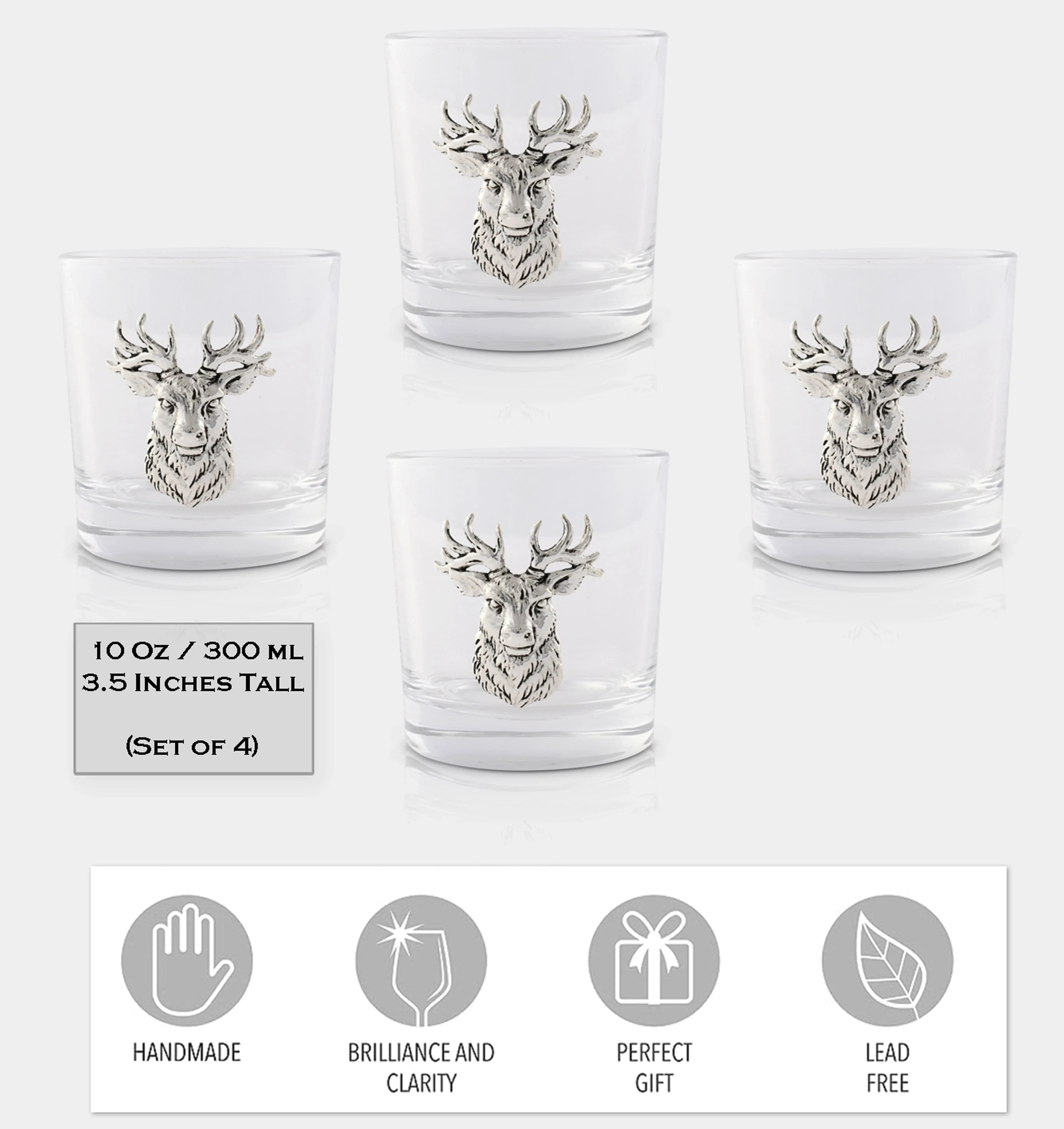 Elk Head Bar Glasses Set of 4 - Thumbnail 5