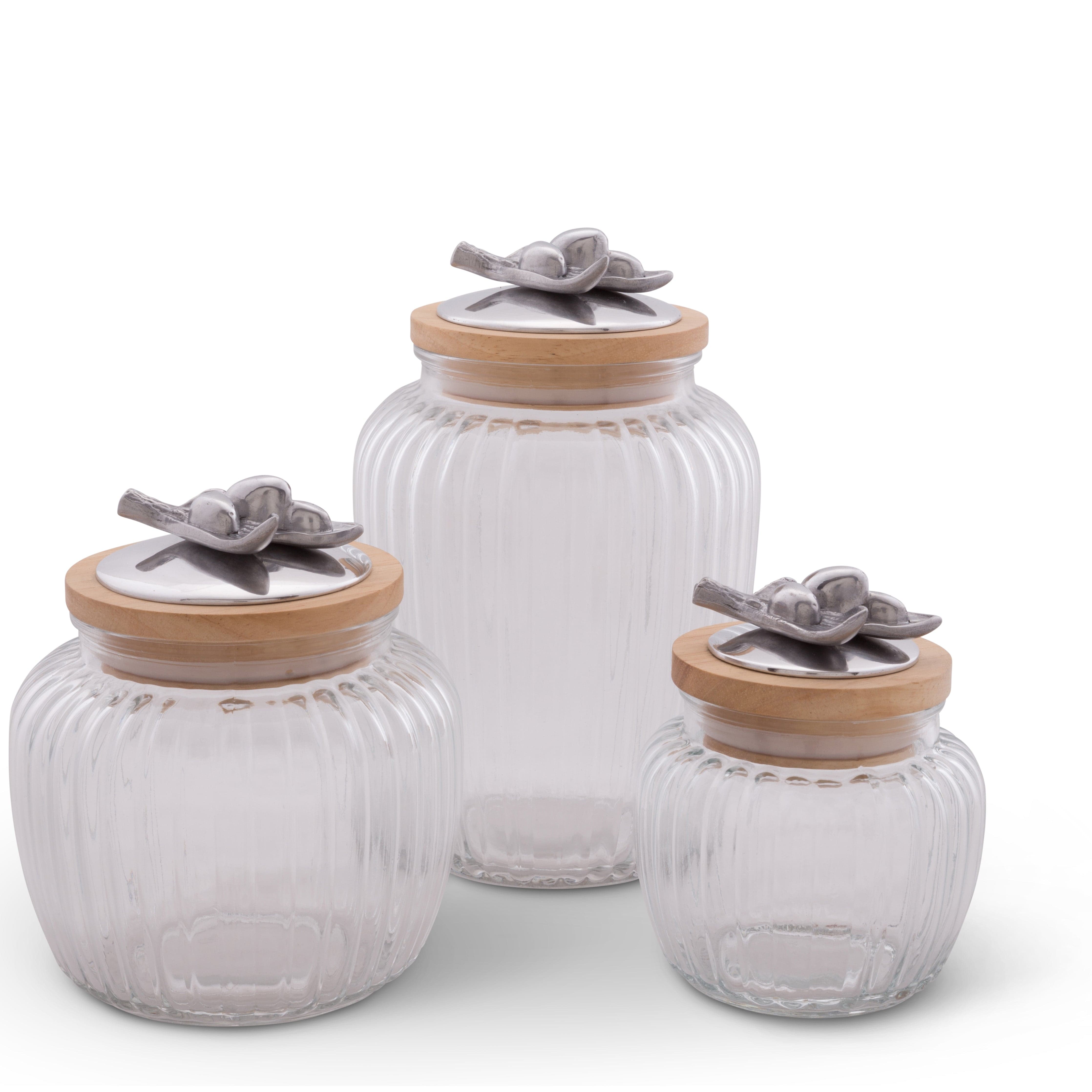Olive Knob Glass Canisters