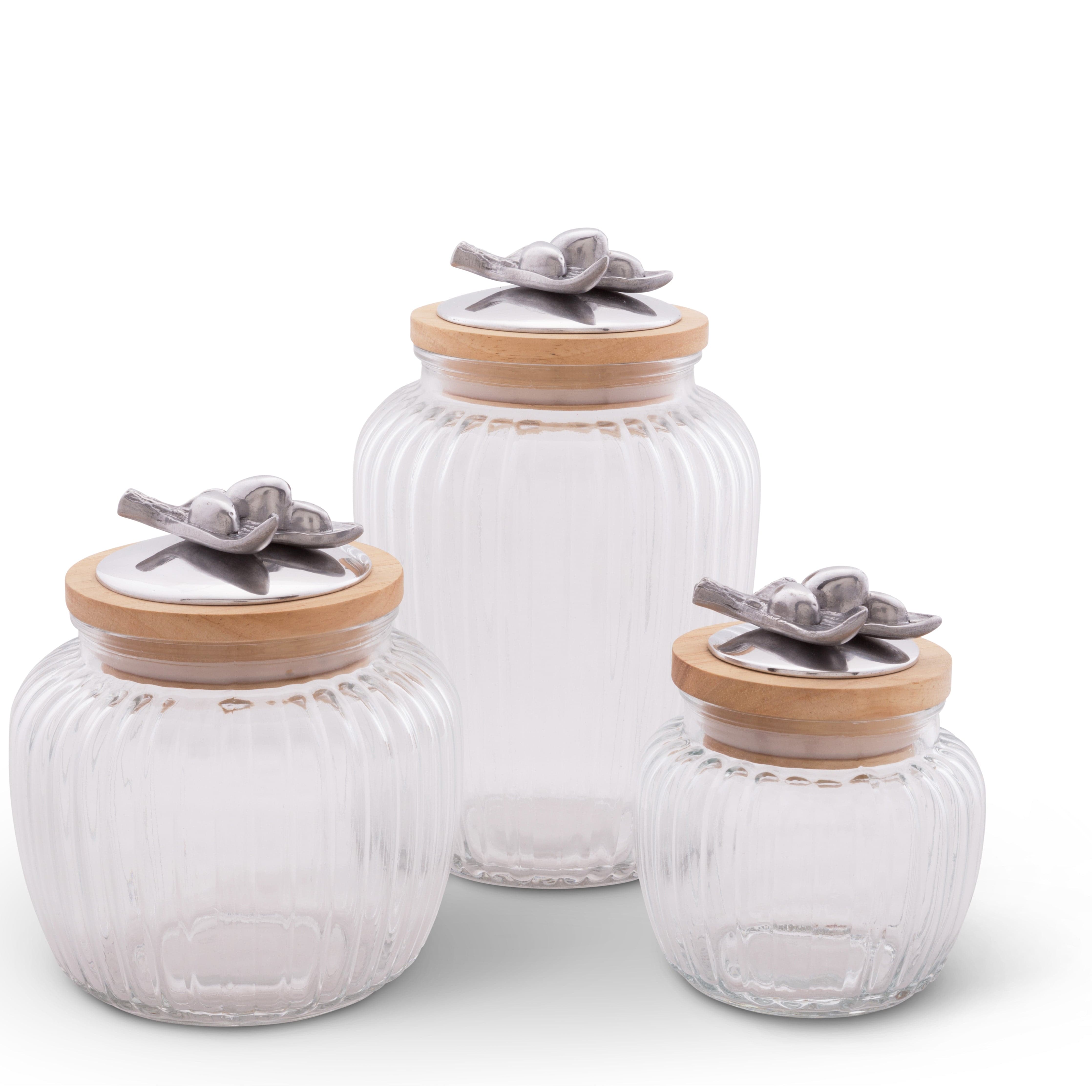 Olive Knob Glass Canisters