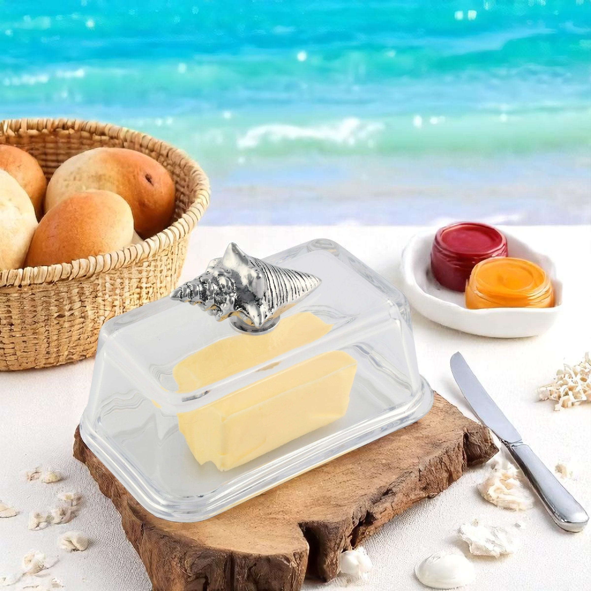 Glass Butter Dish- Shell