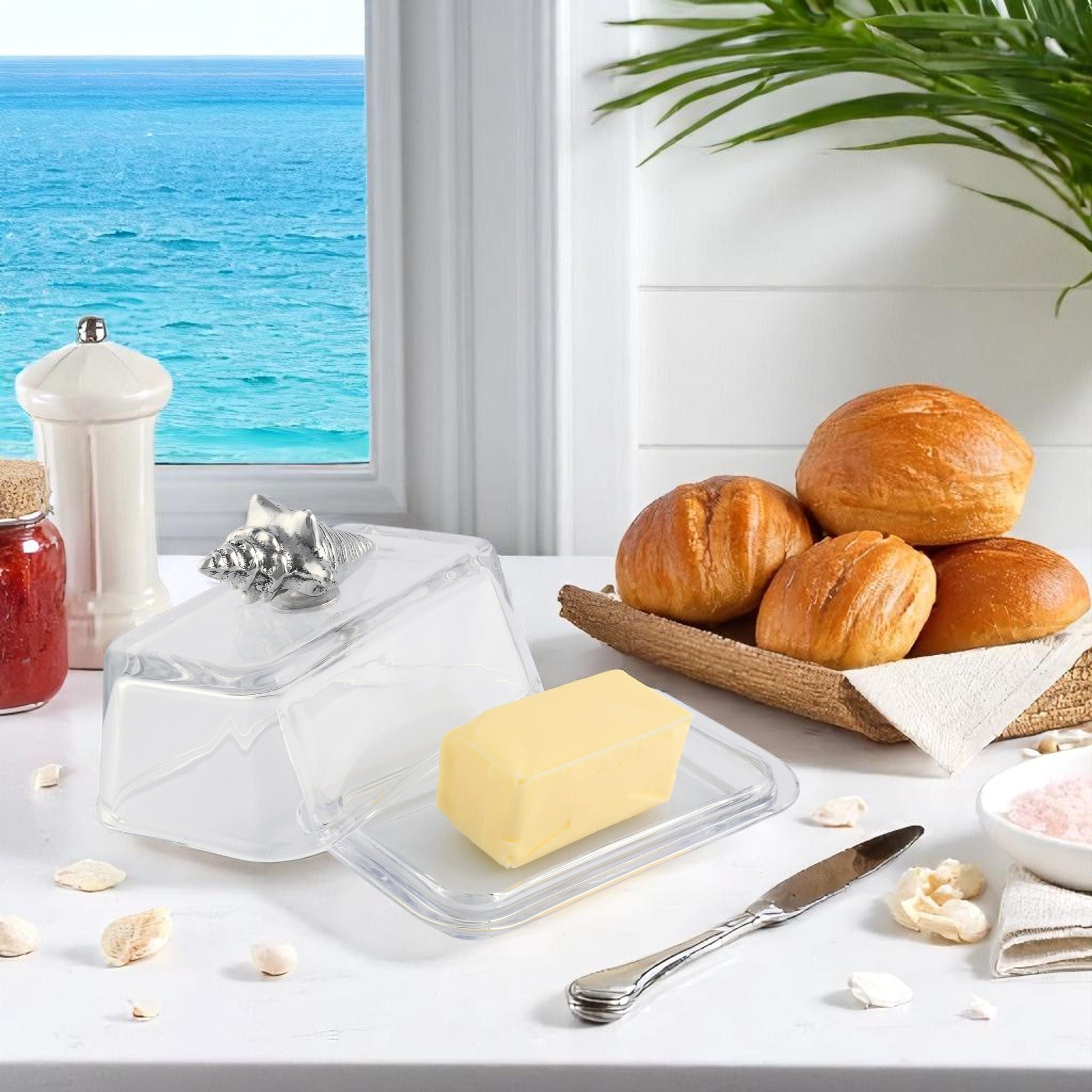 Glass Butter Dish- Shell