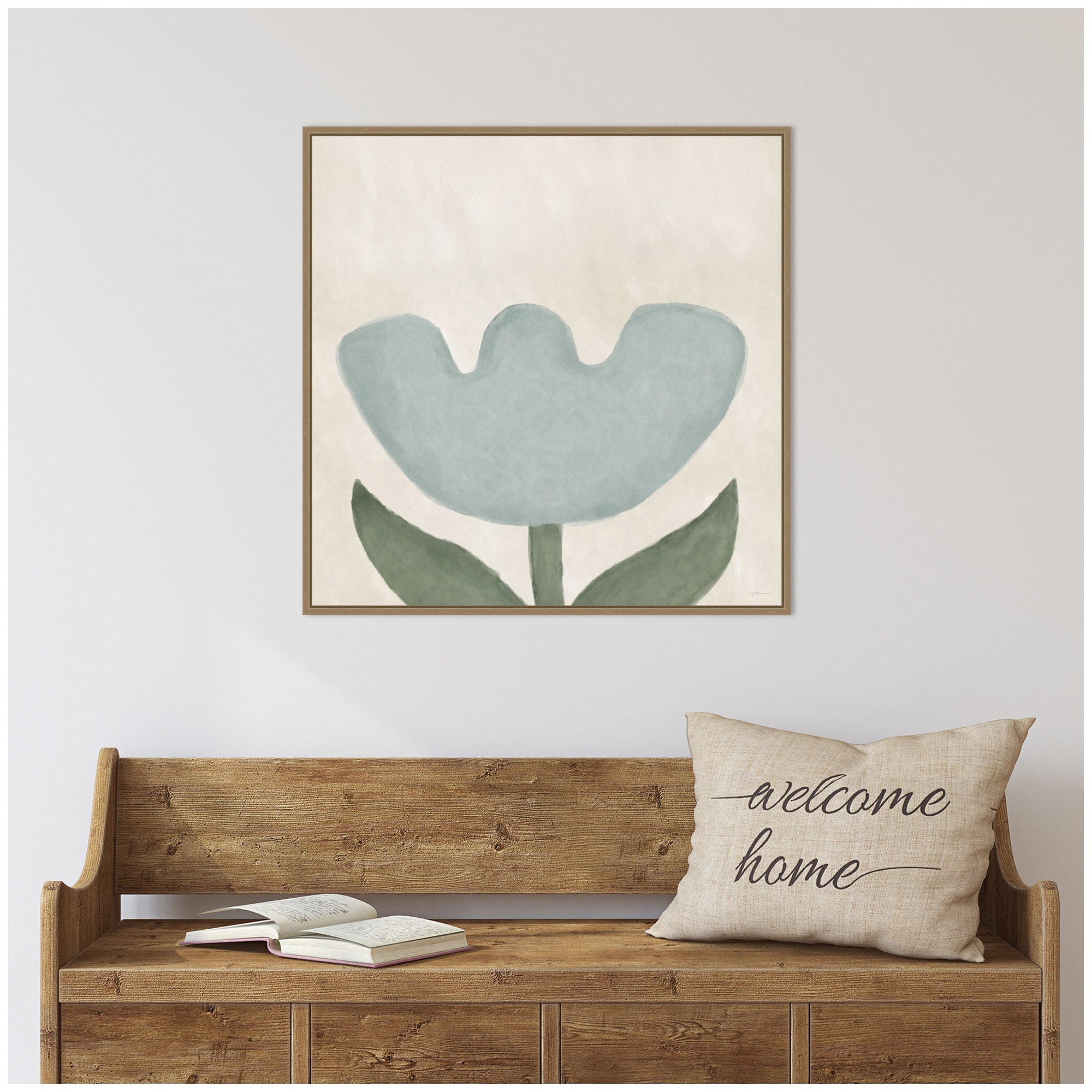 Blue Flower by Gabrielly Guedes Framed Canvas Wall Art Print