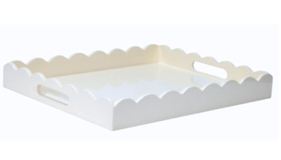 White High Gloss Scalloped Serving Tray -3 Sizes - The Mayfair Hall
