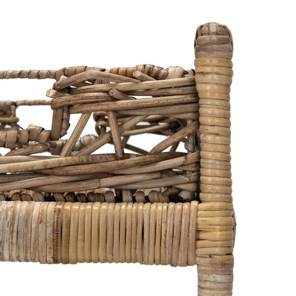 Ambrose 2 Tier Rattan Bar Cart in Grey Wash