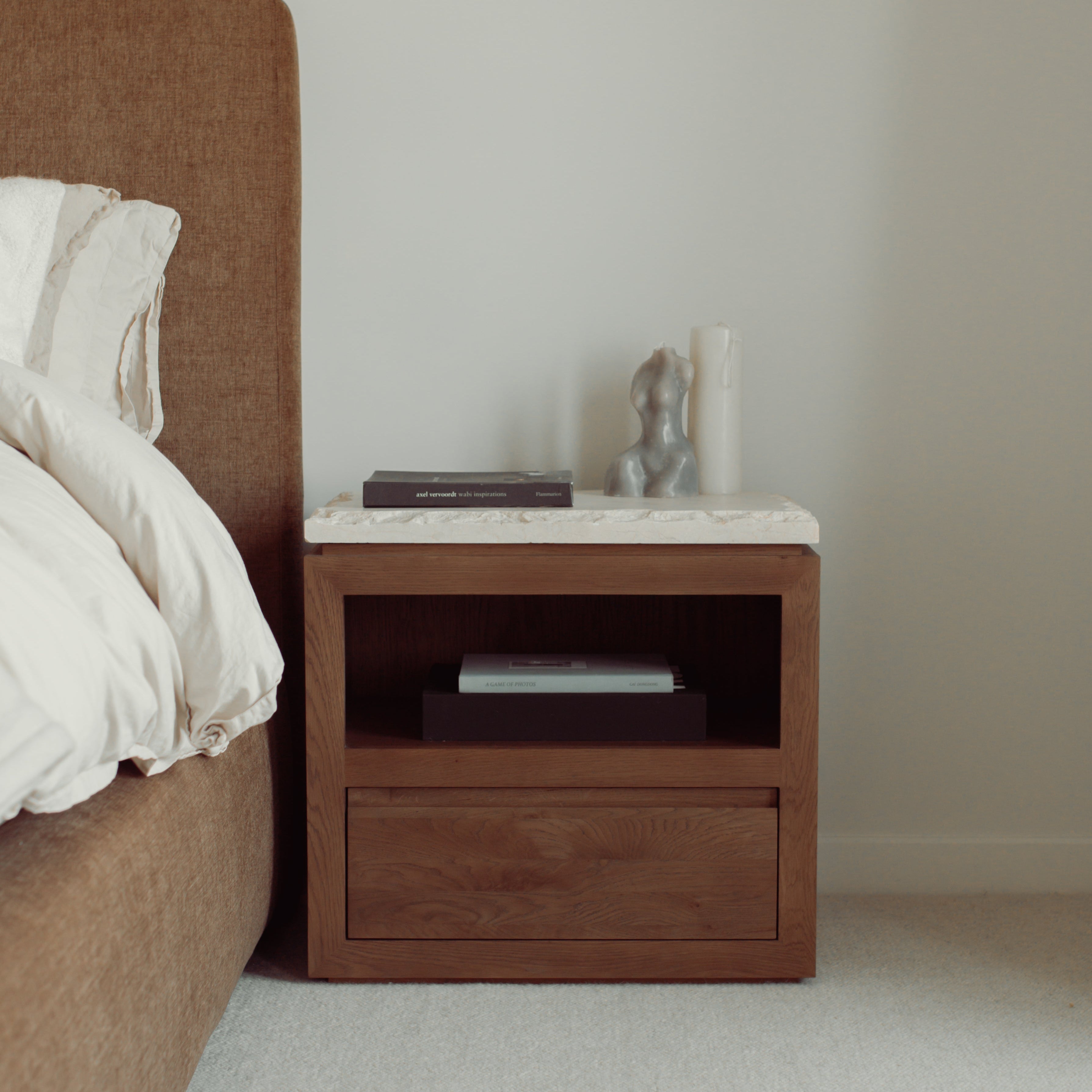 Sofita Marble Nightstand - Mocha