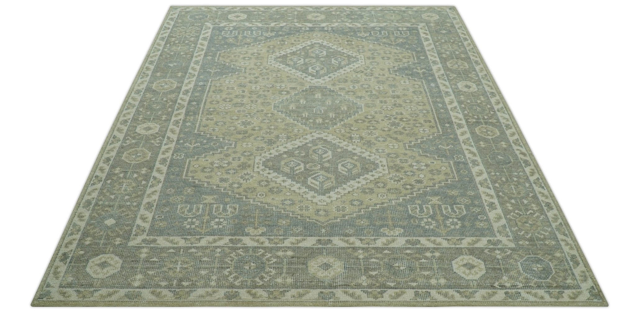Beige And Gray Traditional Turkish Design 8x10 Hand Knotted Wool Area Rug