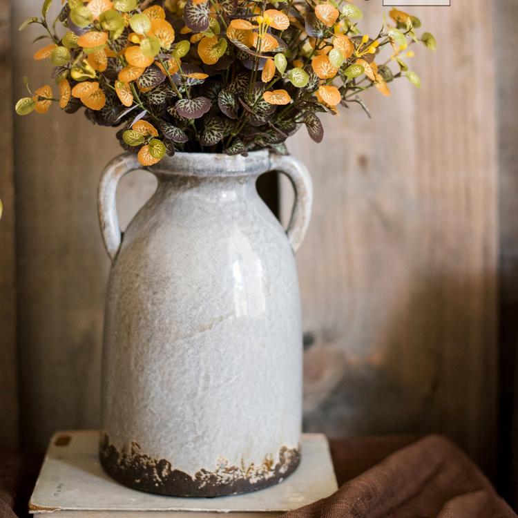 Binglie Glazed Pottery Vase with Handles - The Mayfair Hall